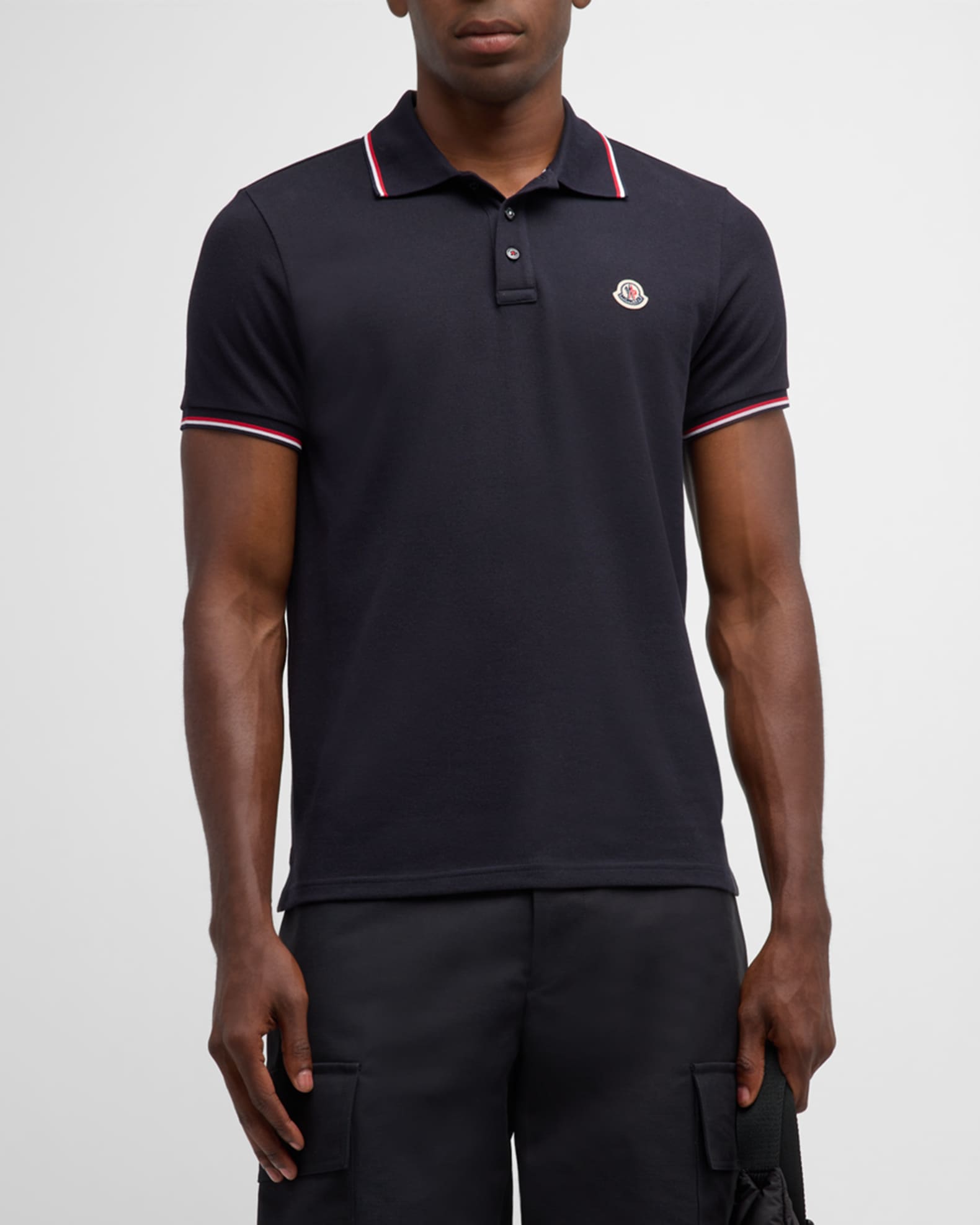 トップス MONCLER shoulder patch polo t-shirt Moncler Men's Pique Logo Patch Polo Shirt | Neiman Marcus