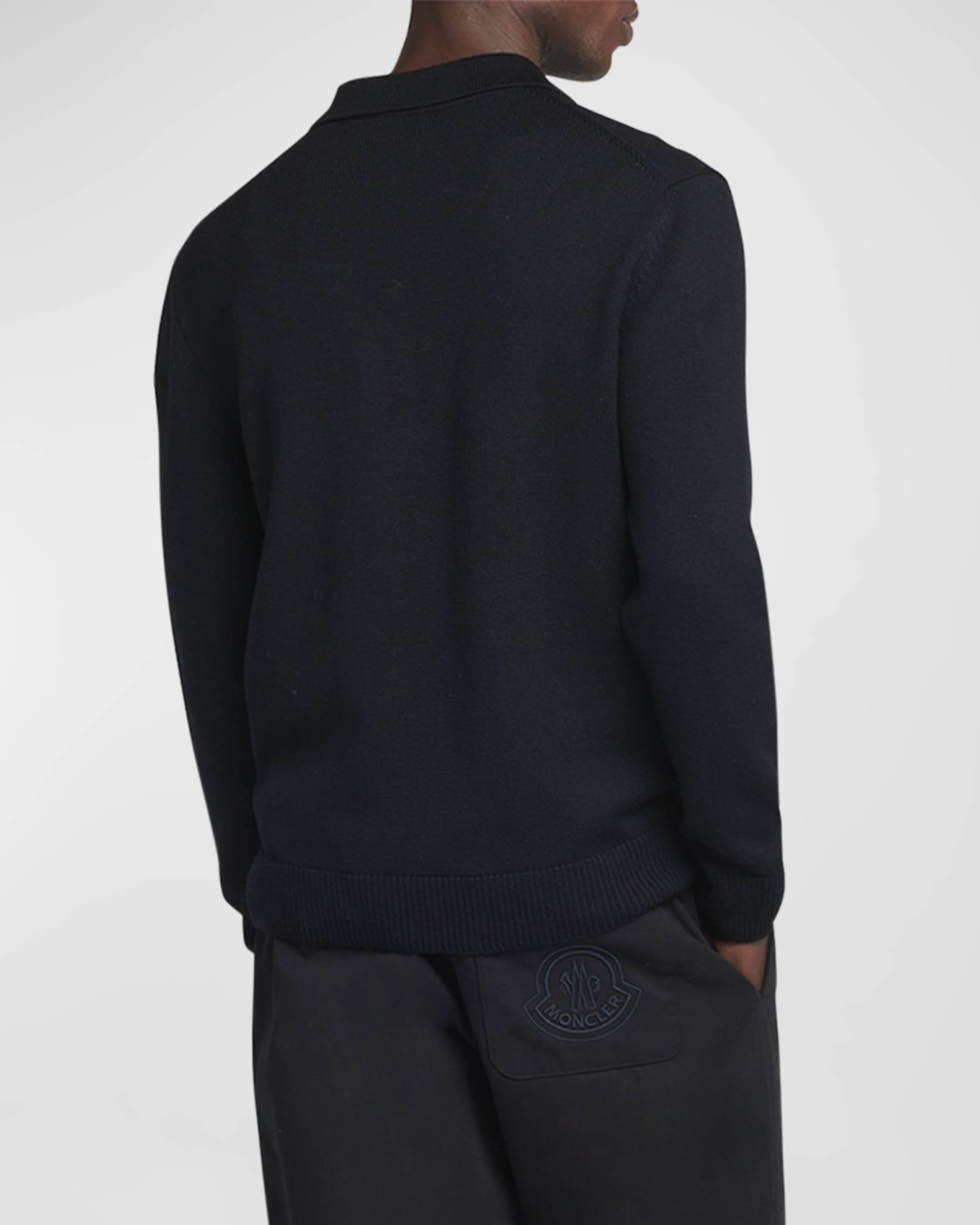 Moncler Men's Long-Sleeve Zip Polo Sweater | Neiman Marcus