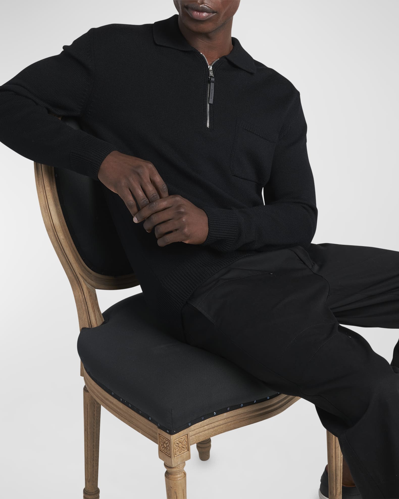 Moncler Men's Long-Sleeve Zip Polo Sweater | Neiman Marcus Moncler Men's Long-Sleeve Zip Polo Sweater | Neiman Marcus