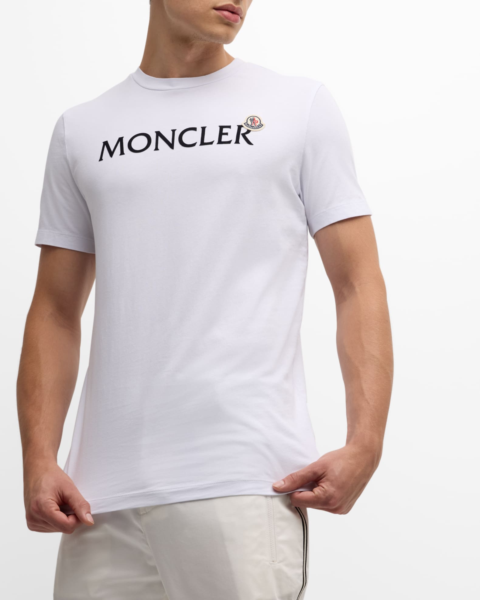 Moncler Men’s Beige Logo T-Shirt – Luxury Minimalism for Everyday Wear