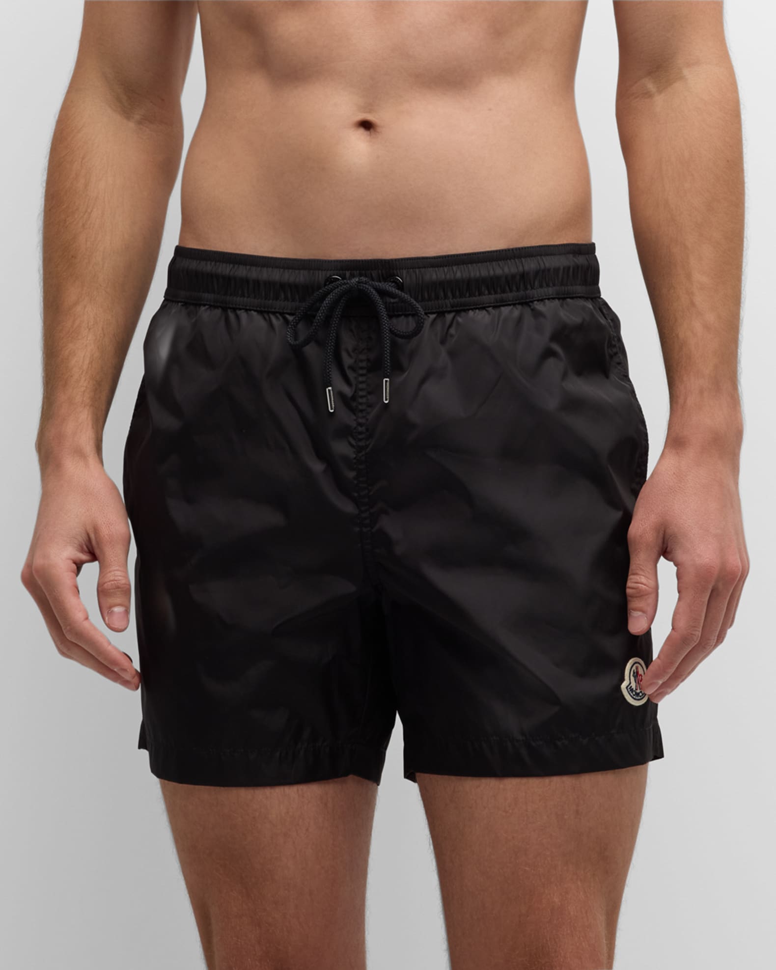 Moncler Men's Swim Shorts with Stripe Detail | Neiman Marcus