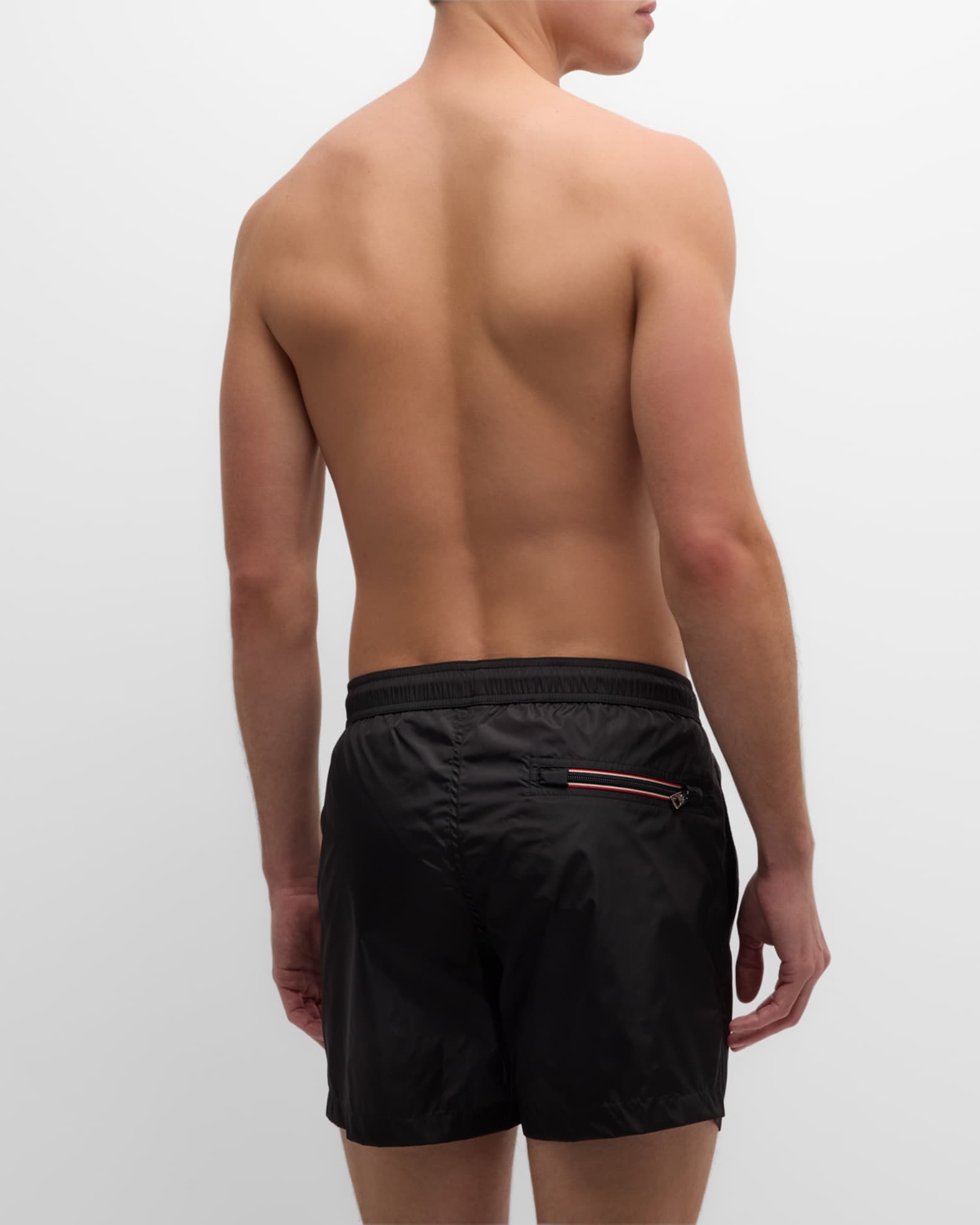 Moncler Men's Swim Shorts with Stripe Detail | Neiman Marcus