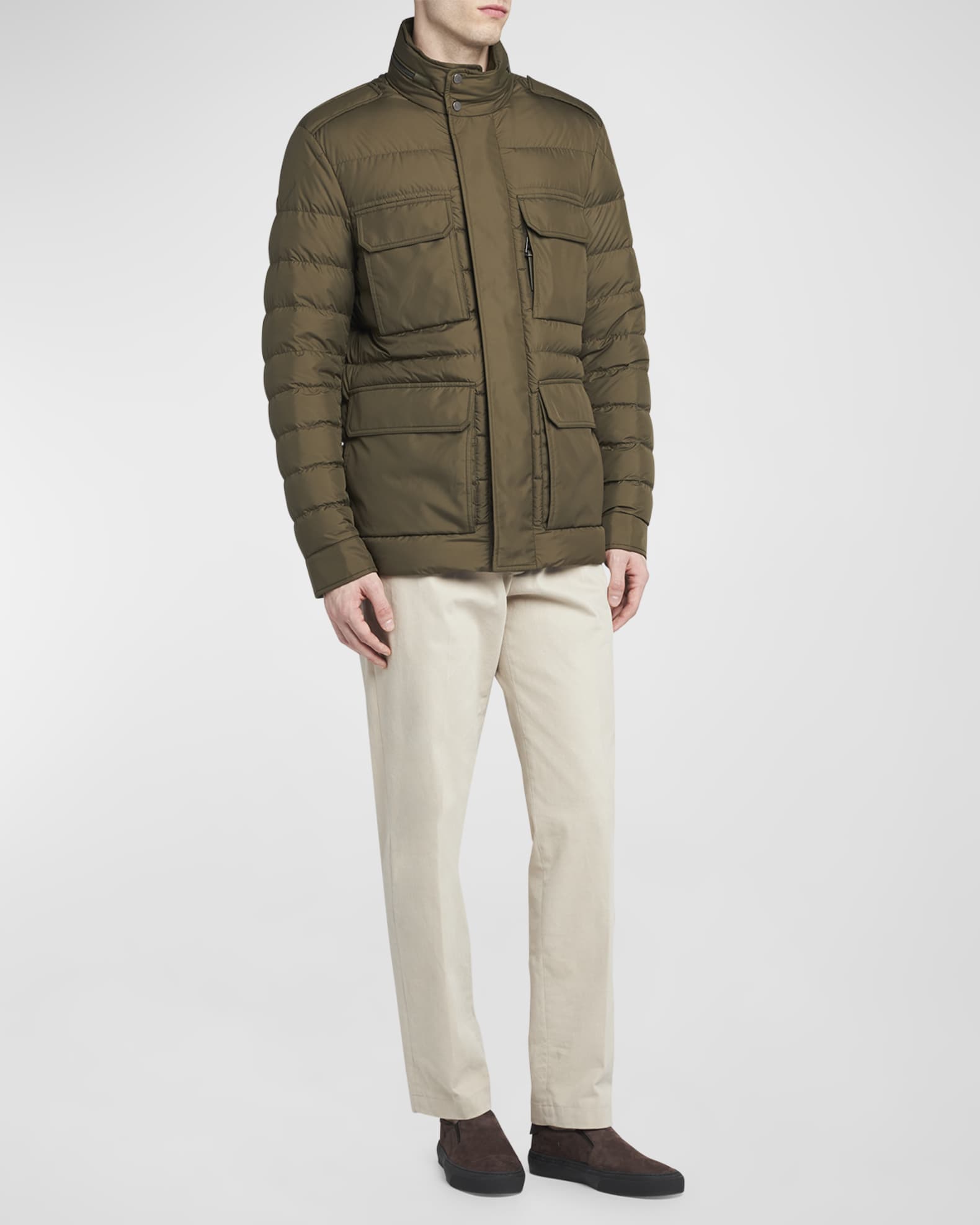 Moncler Men's Fuciade Down Nylon Field Jacket | Neiman Marcus