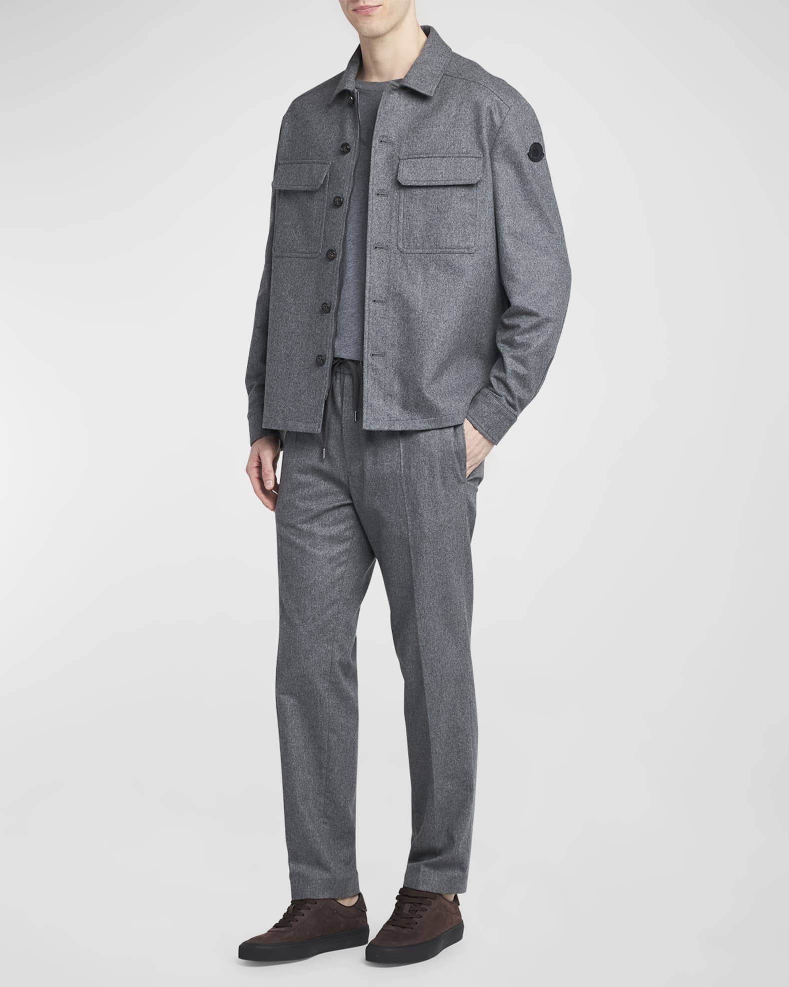 Men's Cashmere Button-Front Shirt with Pockets 1