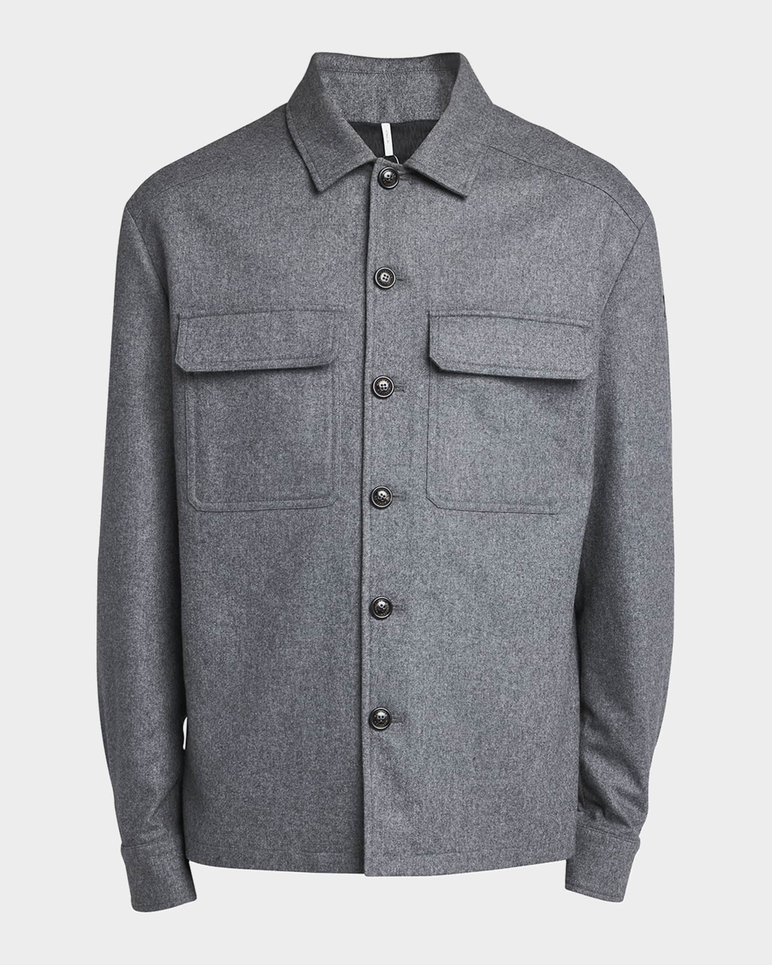 Men's Cashmere Button-Front Shirt with Pockets 0