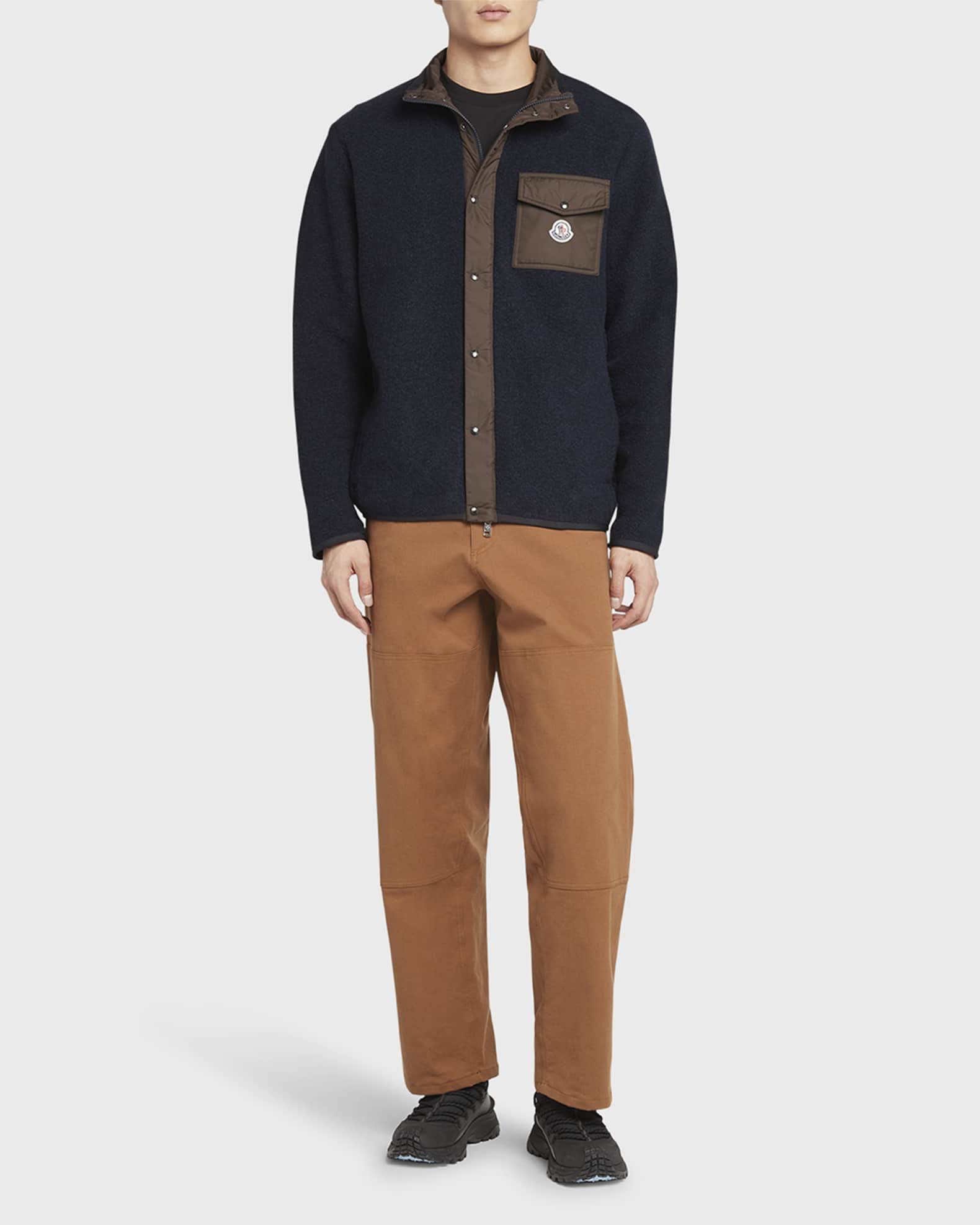 Moncler Men s Contrast Trim Fleece Jacket Neiman Marcus