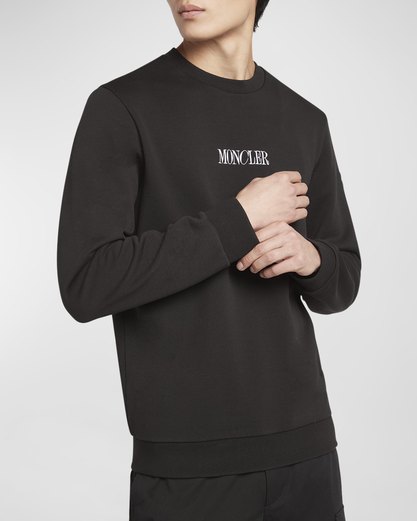 Moncler Men's Small Logo Crewneck Sweatshirt | Neiman Marcus