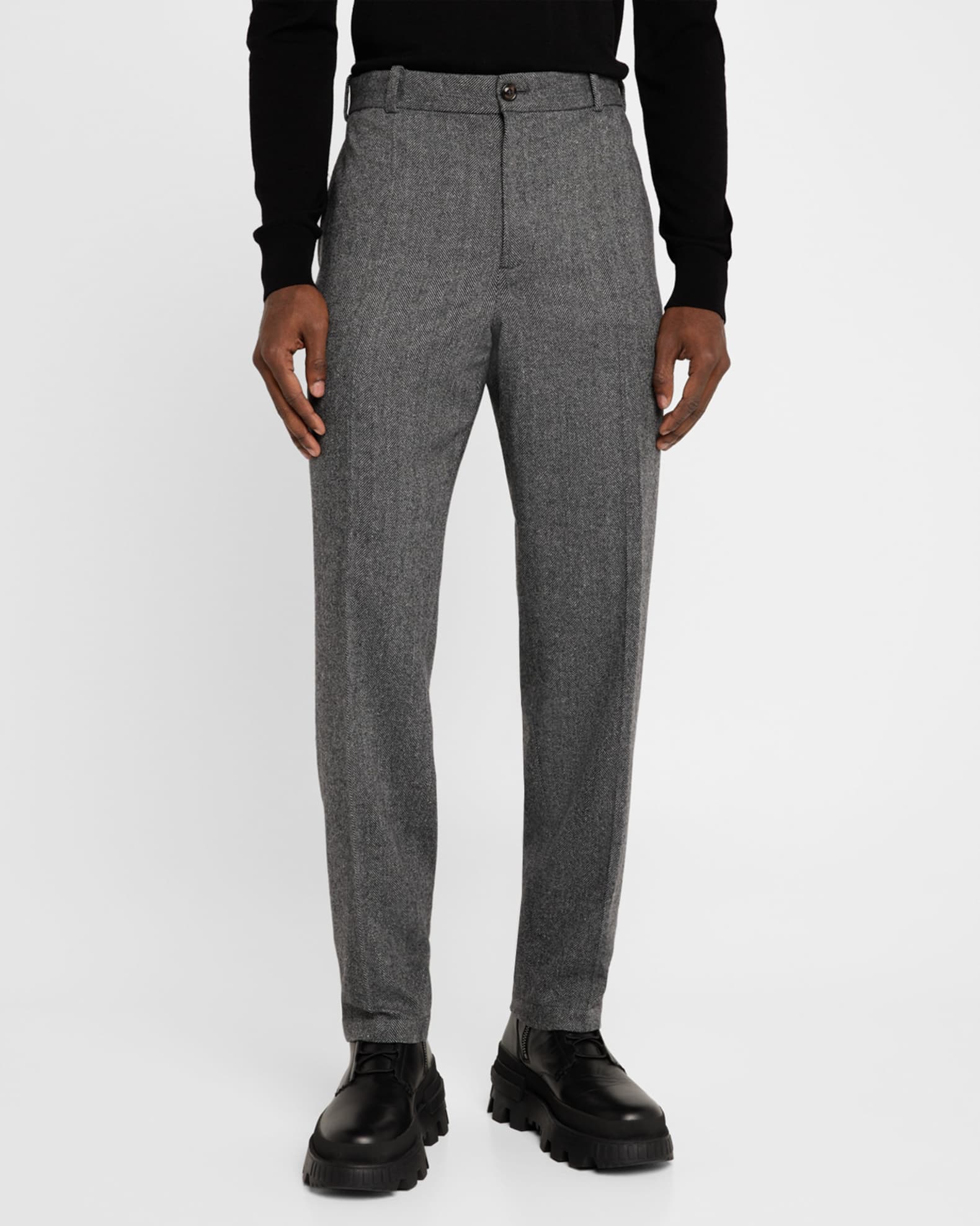 Moncler Men's Wool Herringbone Trousers Neiman Marcus