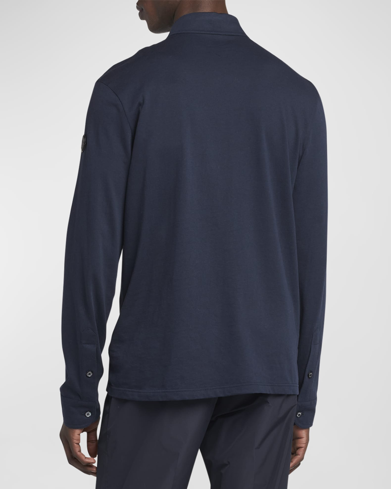 Moncler Men's Cashmere Long-Sleeve Polo Shirt | Neiman Marcus