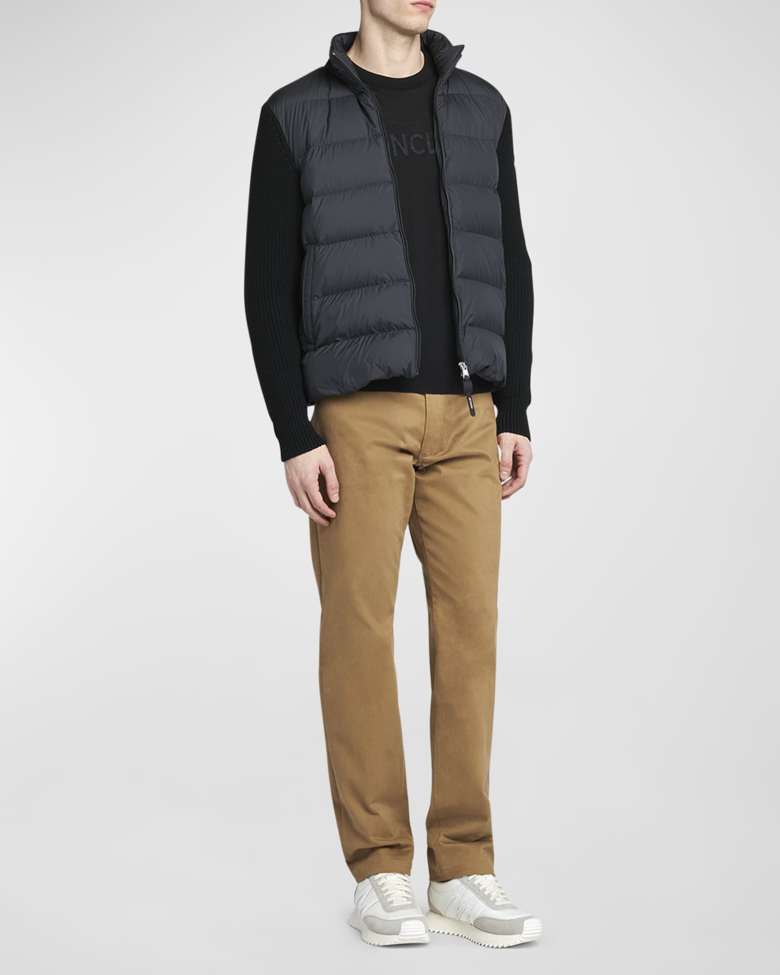 Men s Wool Knit Padded Jacket With Hood
