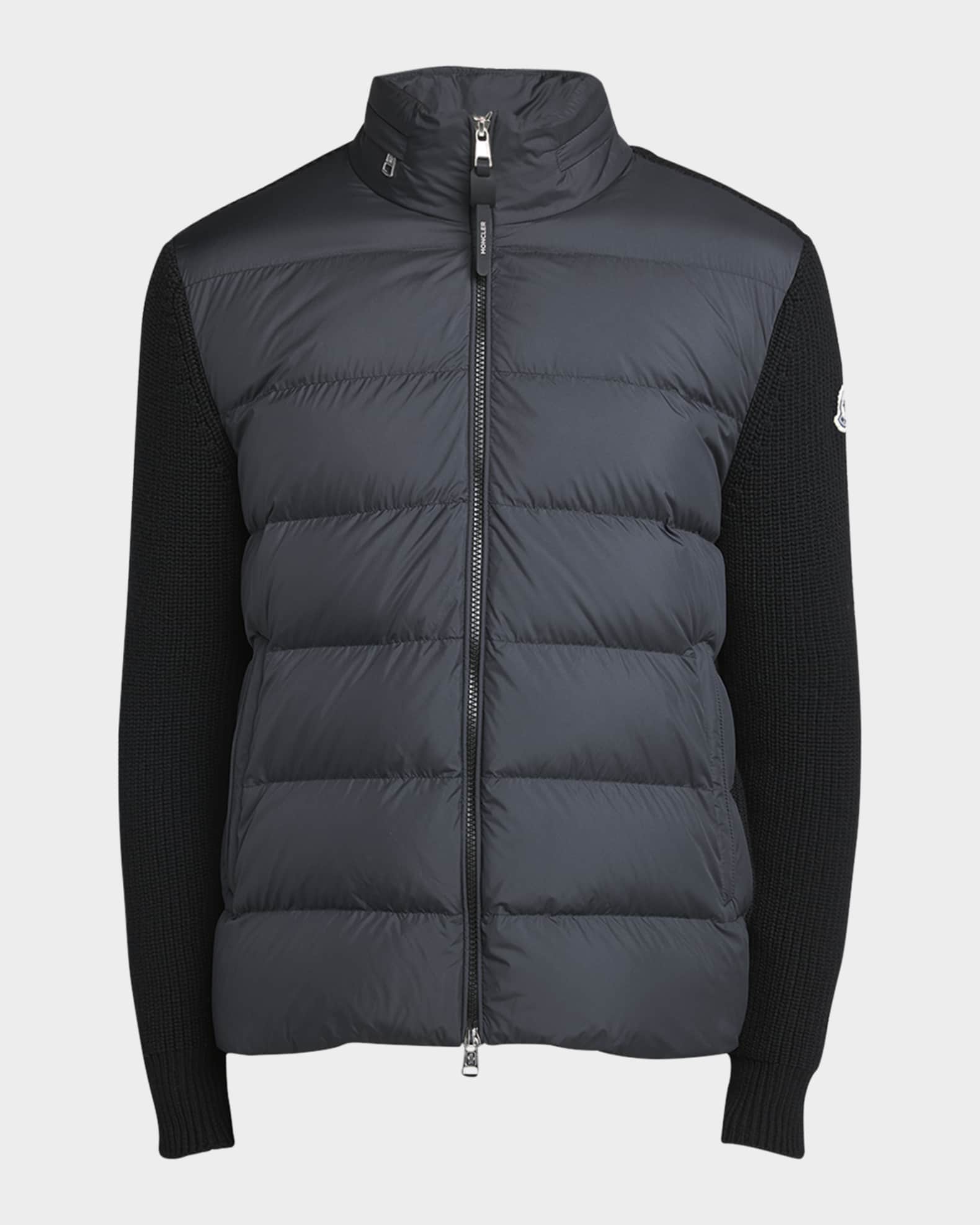 Men's Wool Knit Padded Jacket With Hood 0