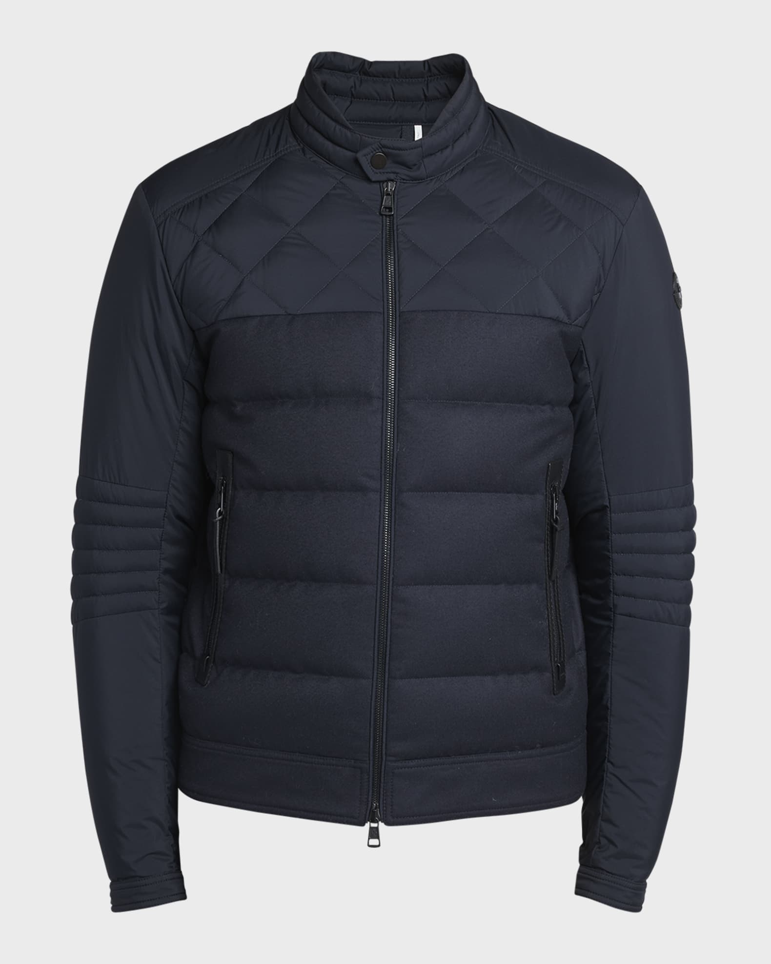 Moncler Men s Tuena Down Moto Jacket Blue Casual Jackets
