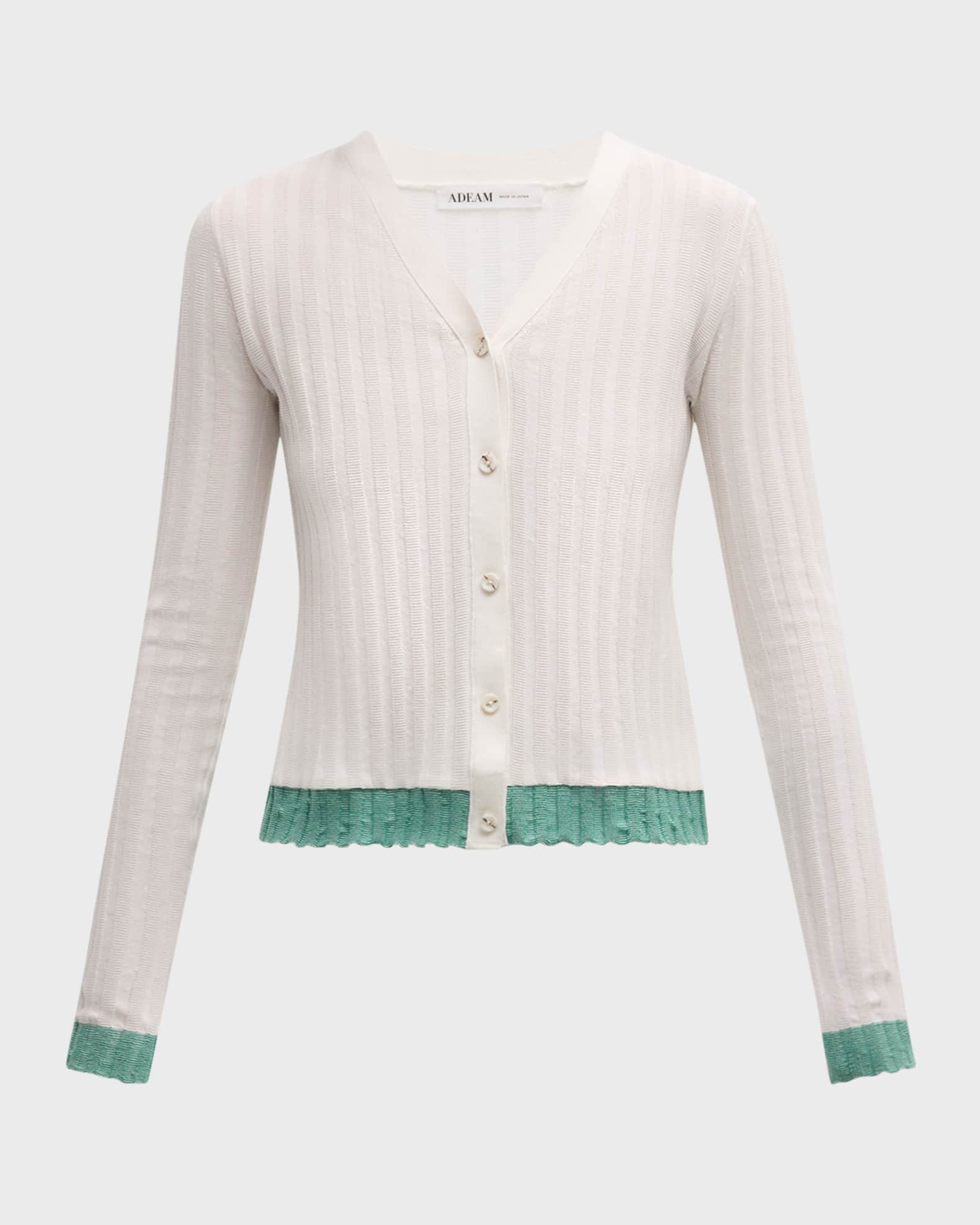 ADEAM Simona Rib V-Neck Cardigan | Neiman Marcus