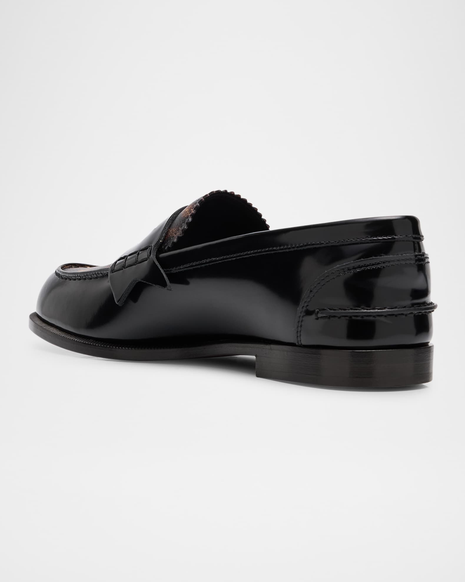 Donna Leopard-Print Leather Penny Loafers 1