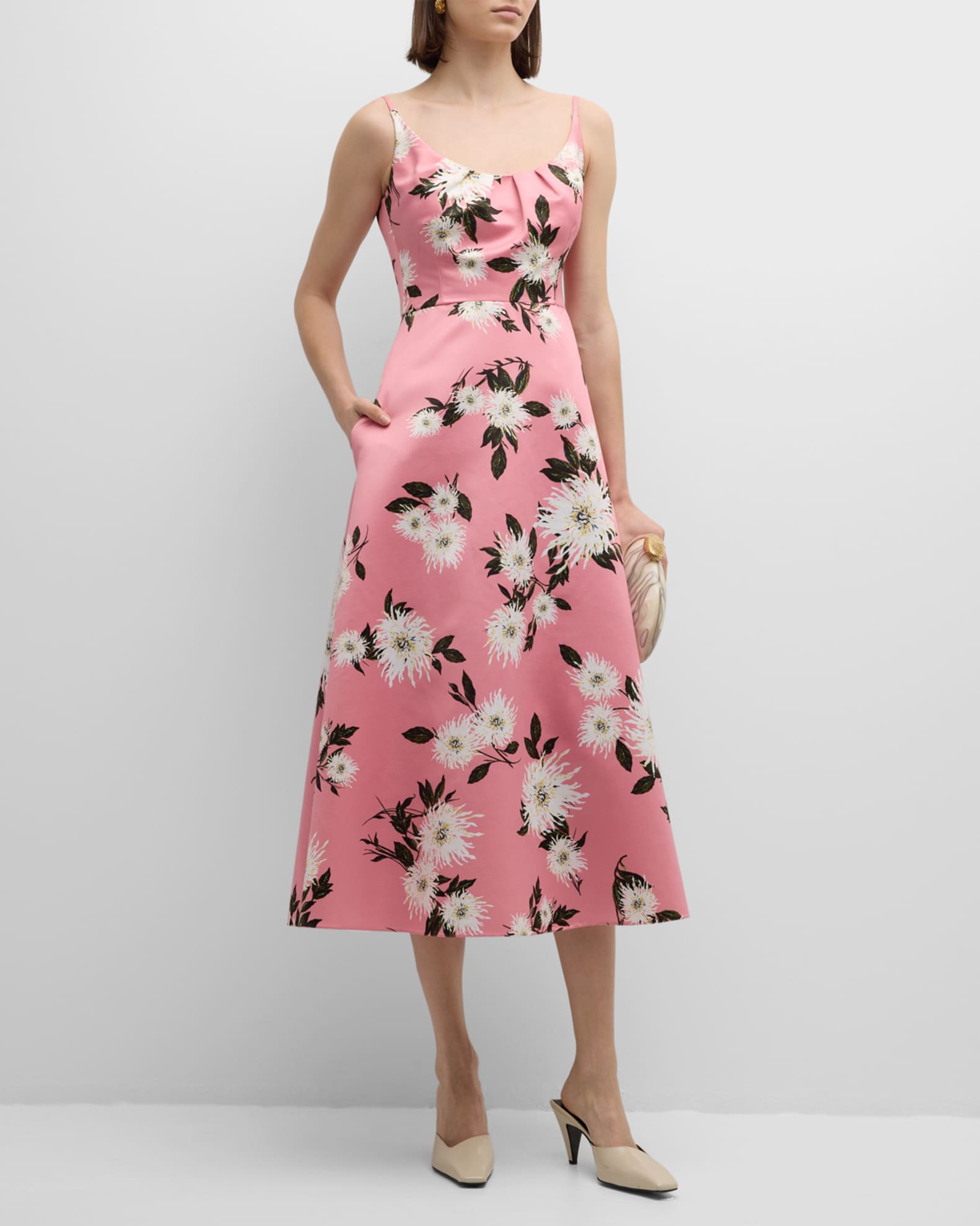 Sleeveless floral midi dress on sale