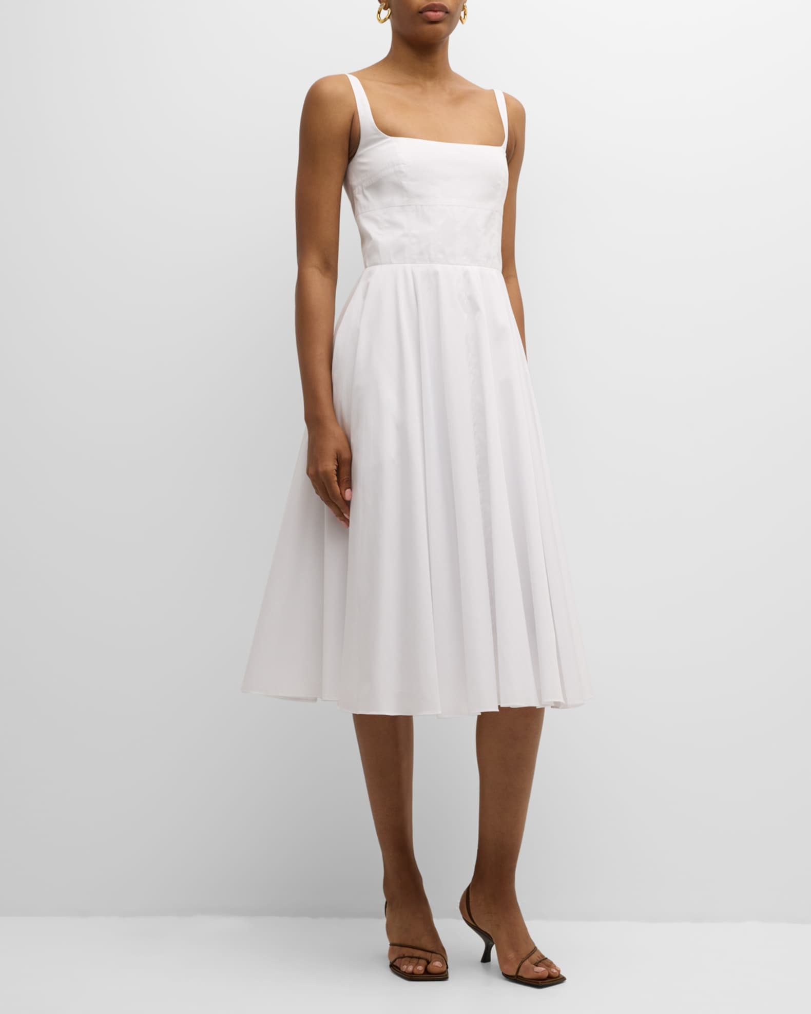 Nikush Square-Neck Sleeveless Cotton Midi Dress 1