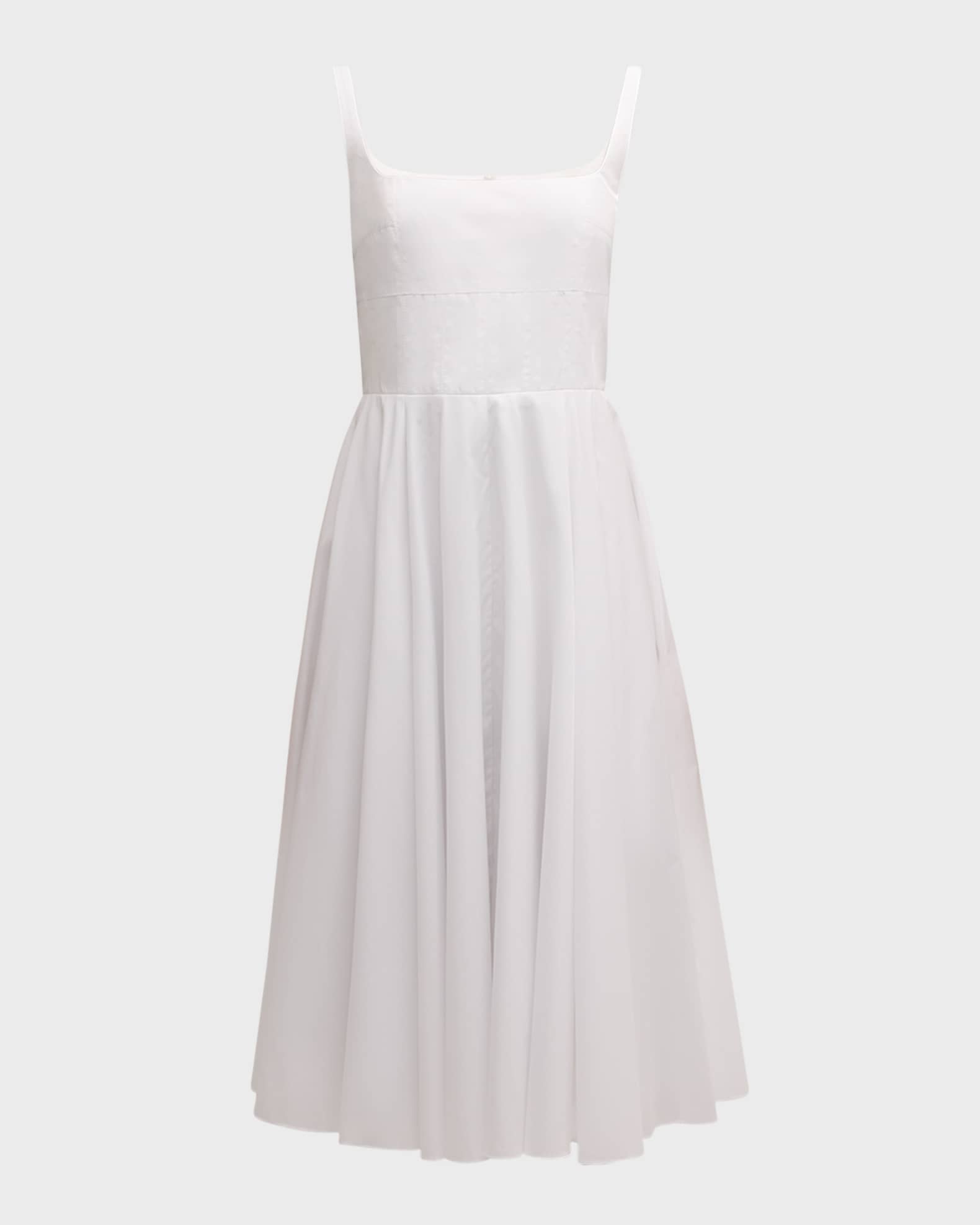 Nikush Square-Neck Sleeveless Cotton Midi Dress 0