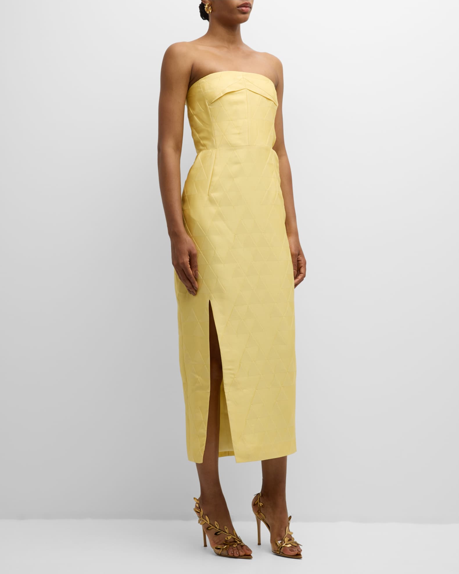 Pola Dress in Lemon Embossed Cloque Emilia Wickstead UK 8