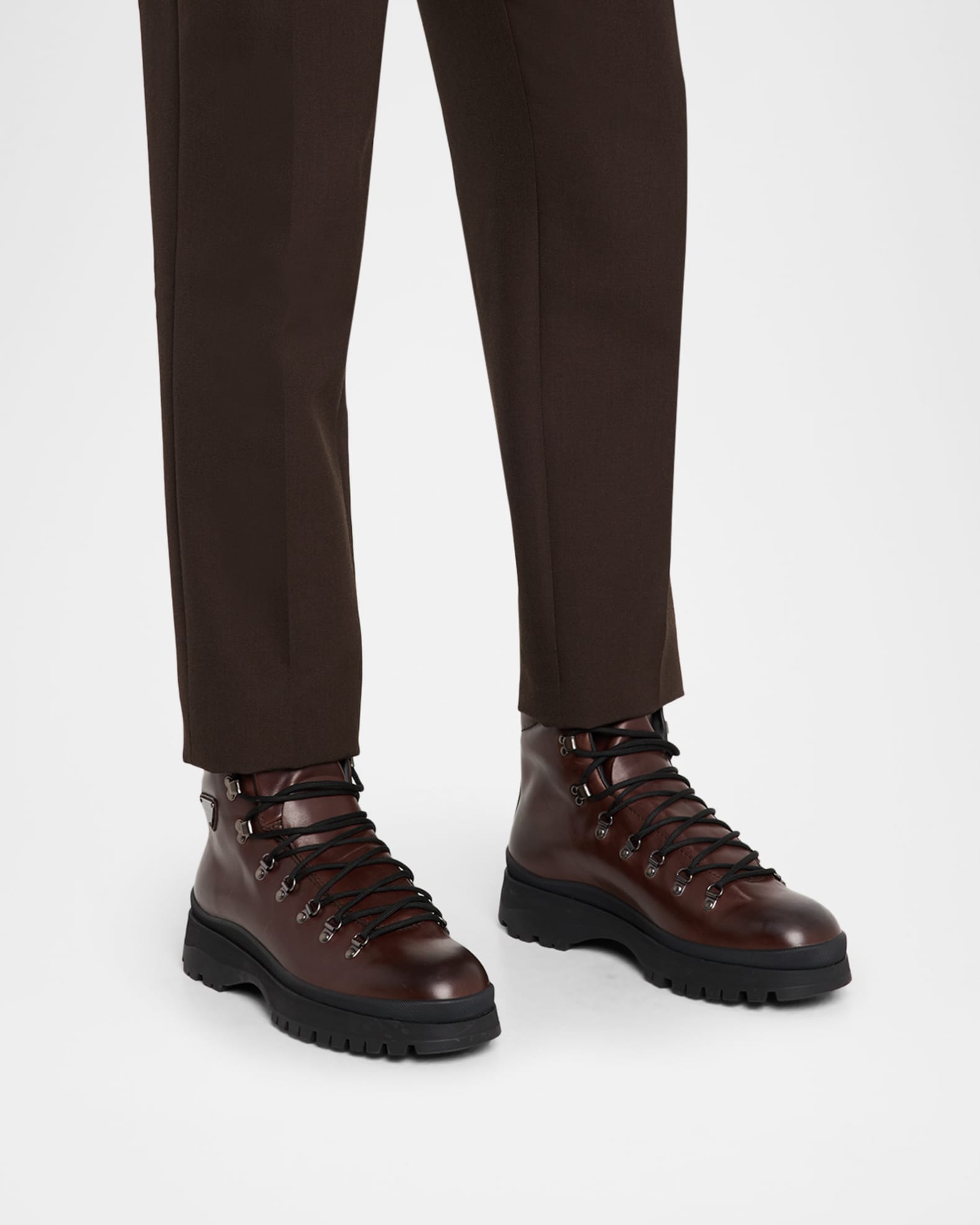 Prada Men's Brixxen Leather Lace-Up Boots | Neiman Marcus