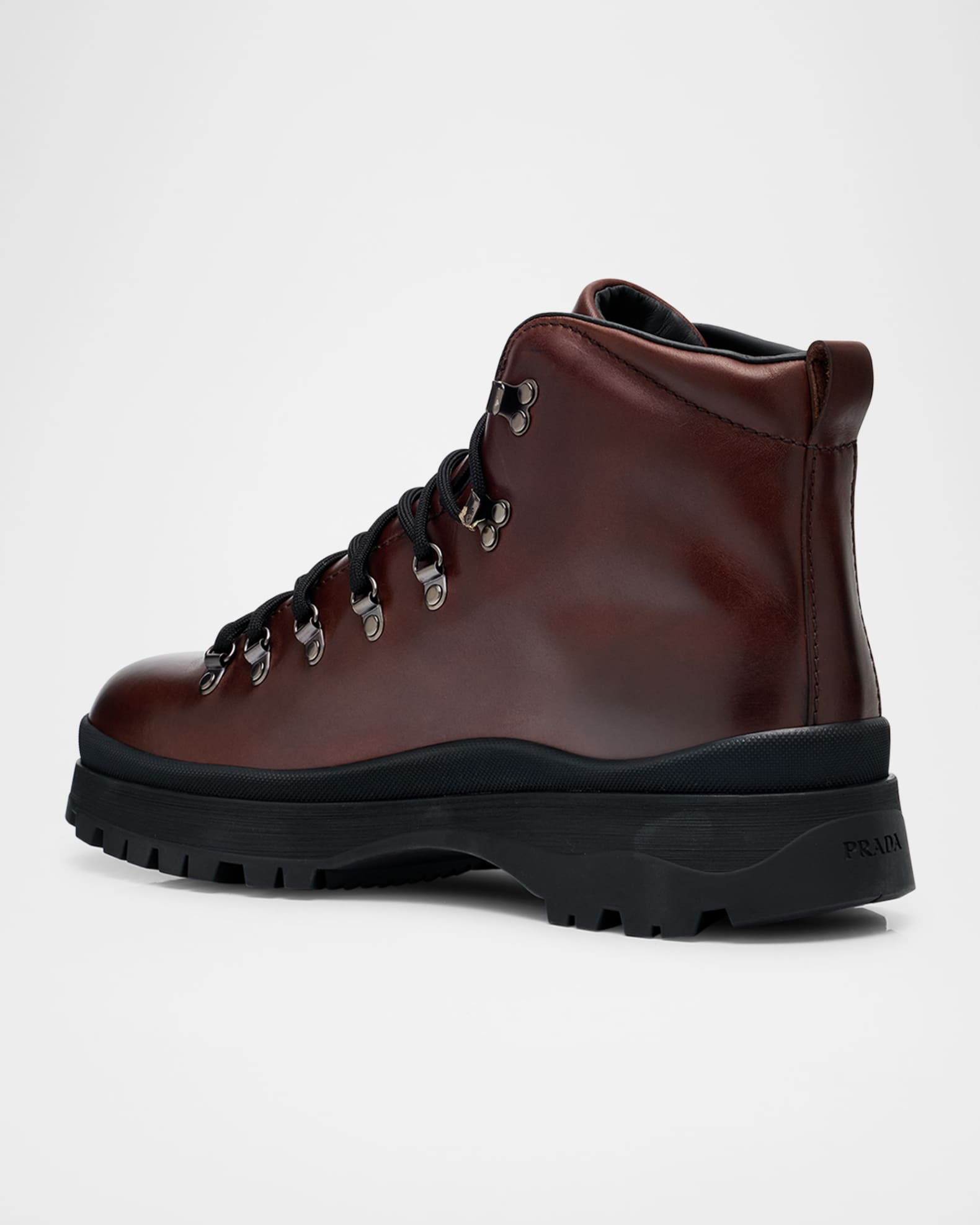 Prada Men's Brixxen Leather Lace-Up Boots | Neiman Marcus