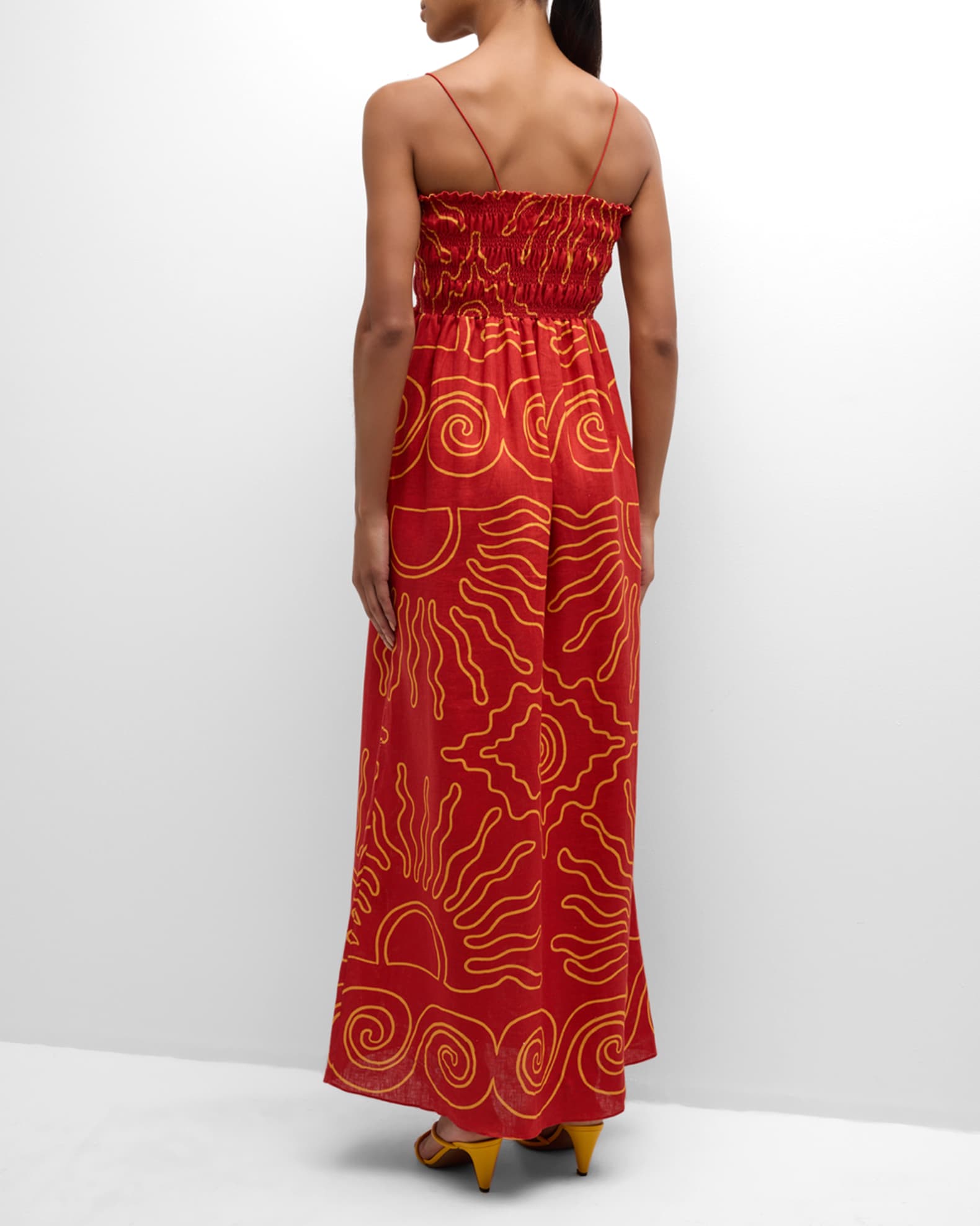 Ossane Square Neck Sleeveless Linen Maxi Dress