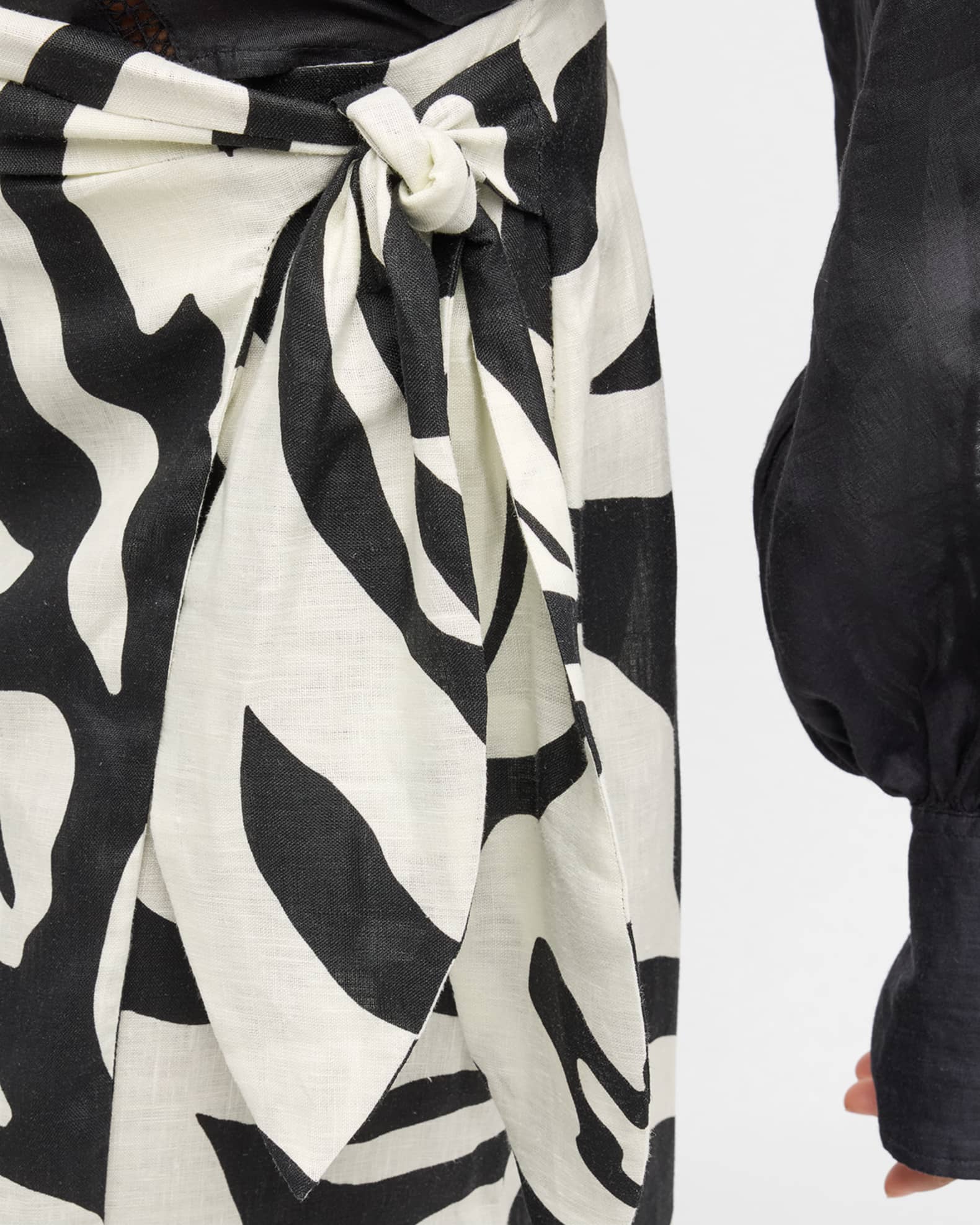 Cala de la Cruz Orito Floral Linen Maxi Wrap Skirt Neiman Marcus