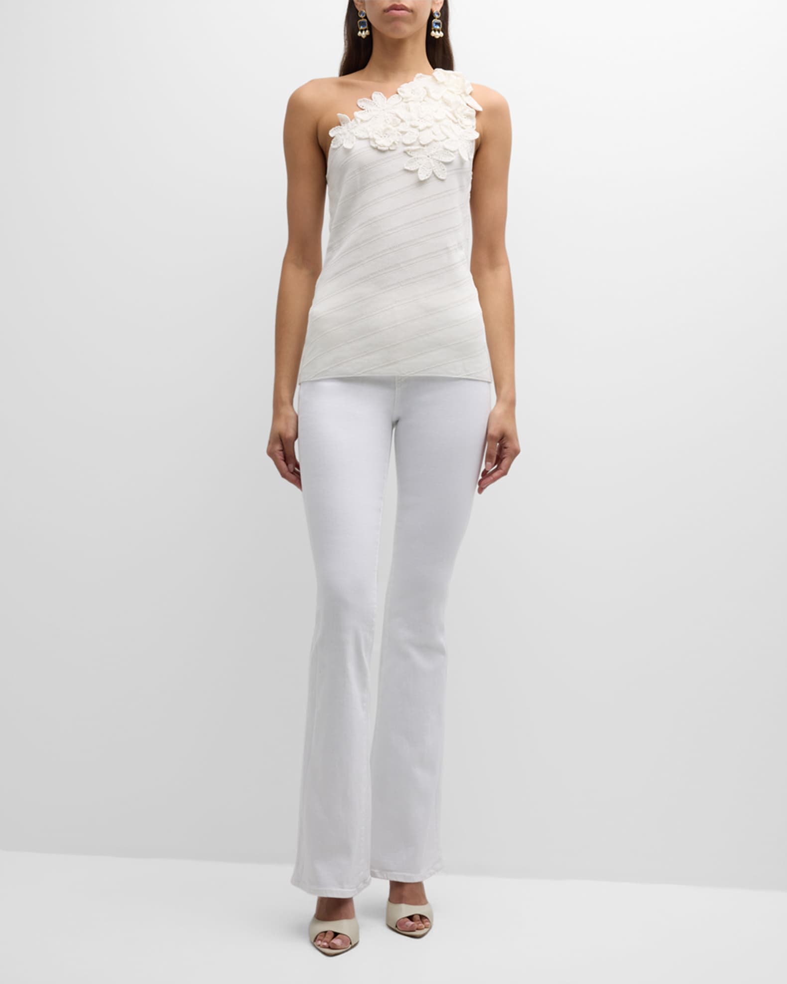 Figue Flower One-Shoulder Capucine Sweater Top | Neiman Marcus