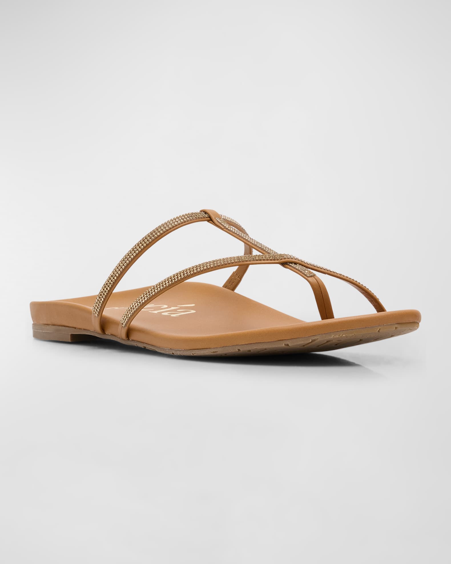 Belisa Embellished T-Strap Slide Sandals