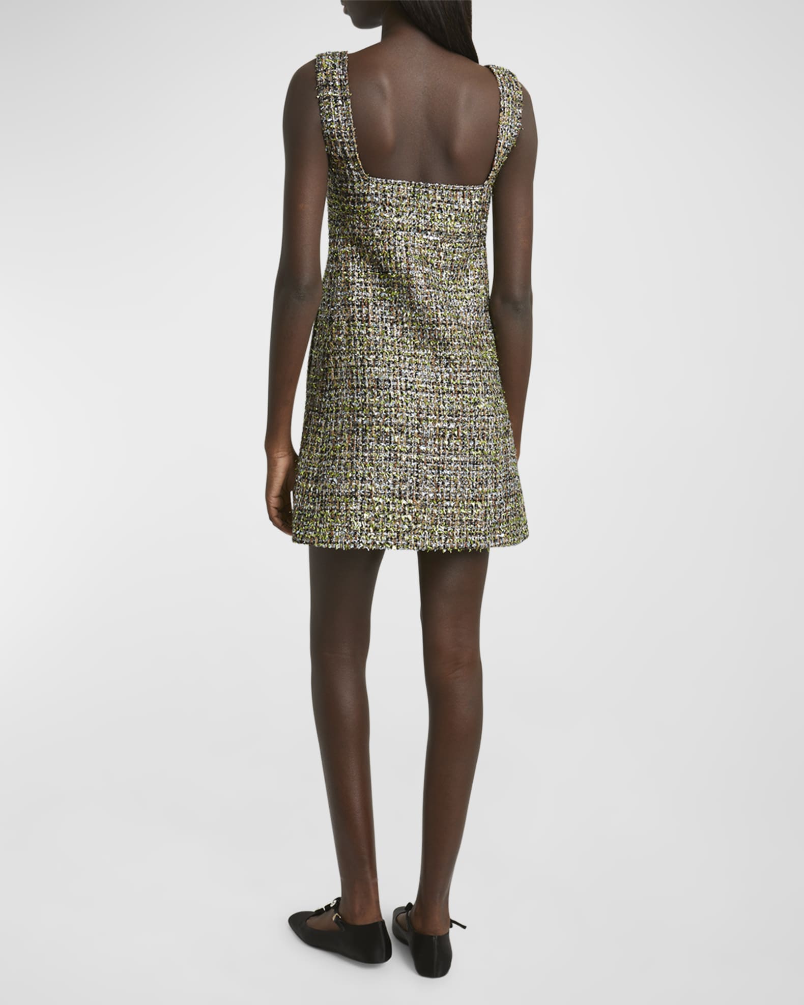 Giambattista Valli Square-Neck Metallic Eyelash Tweed