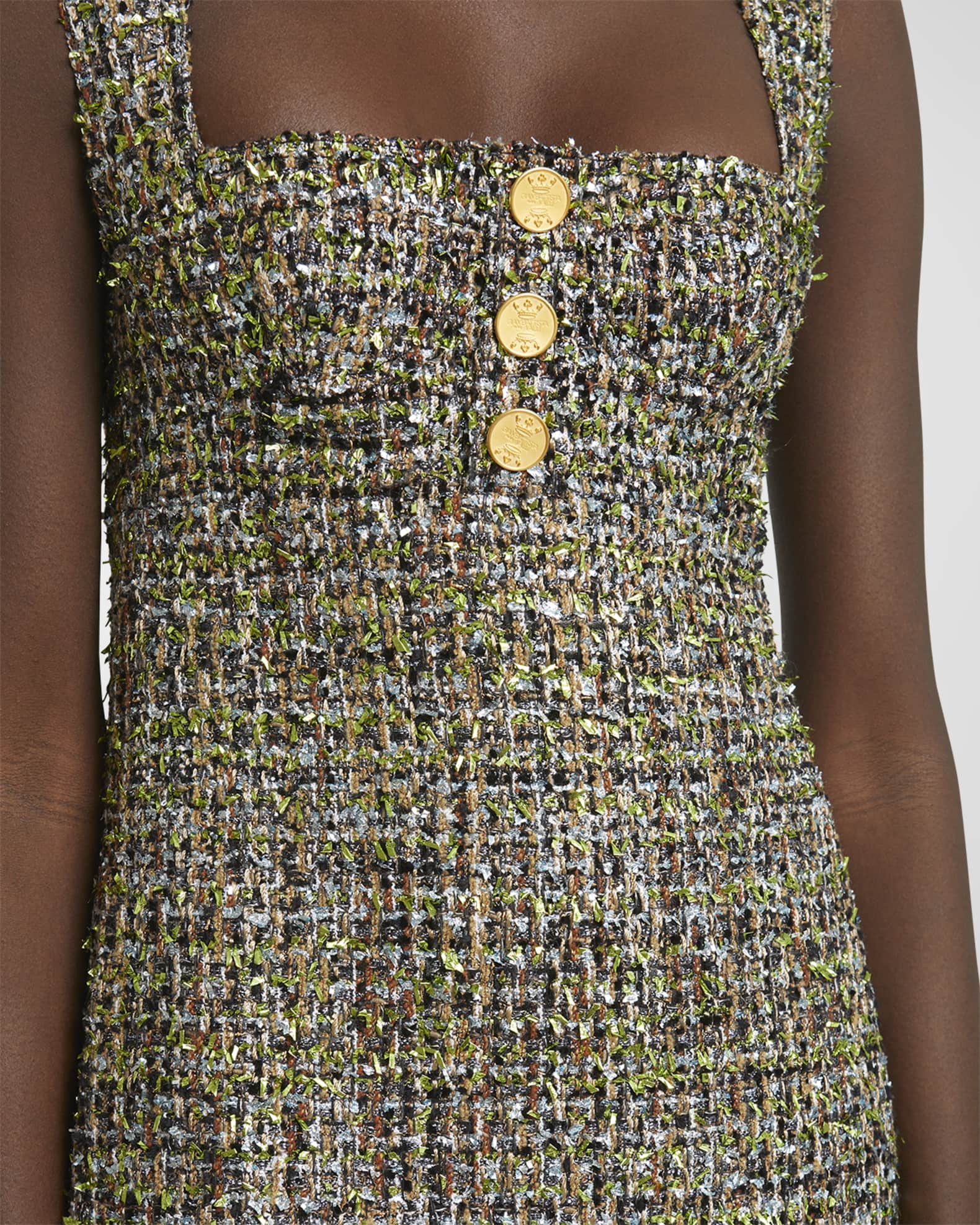 Giambattista Valli Square-Neck Metallic Eyelash Tweed
