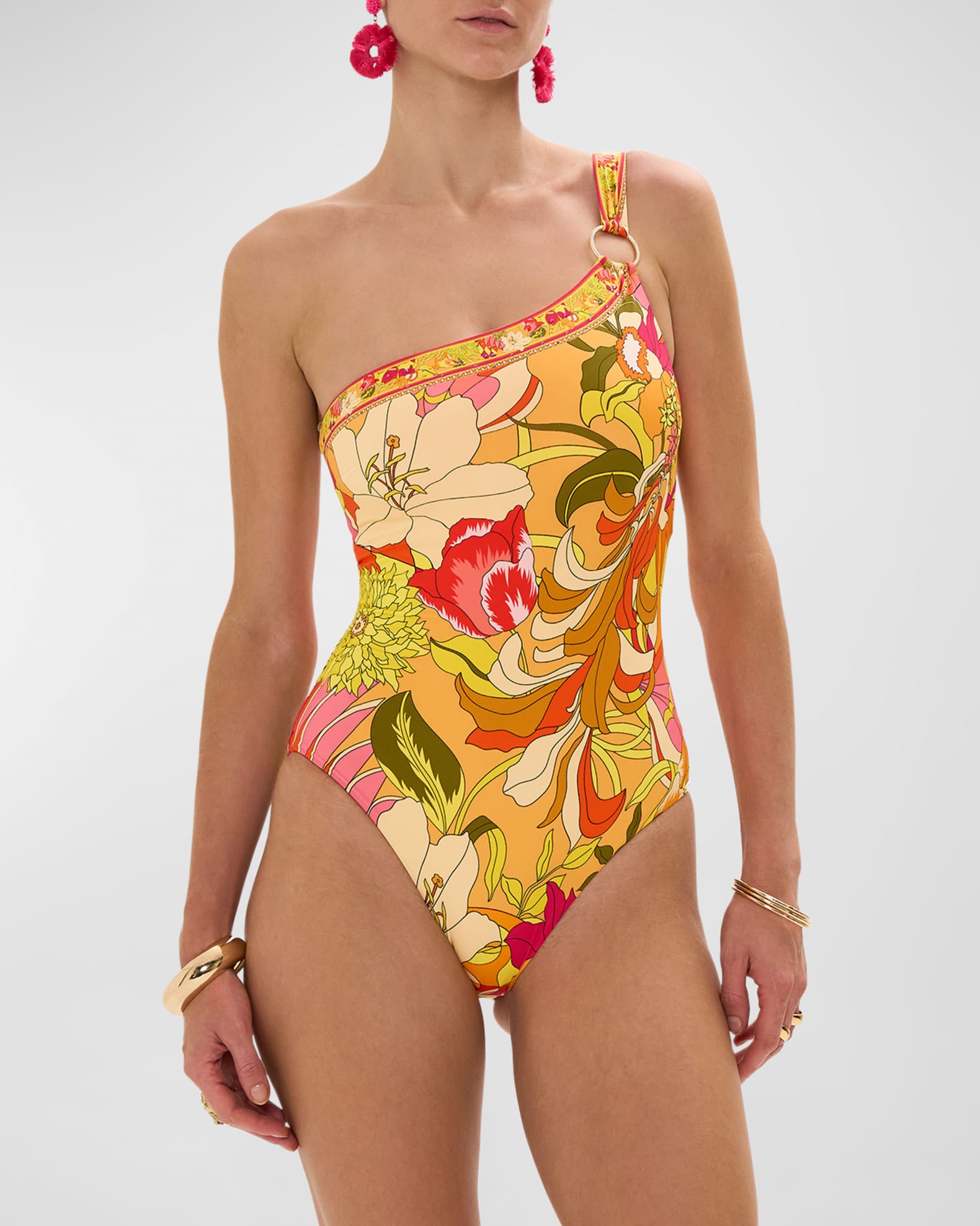 Camilla The Flower Child Society Asymmetric One Piece Swimsuit Neiman Marcus