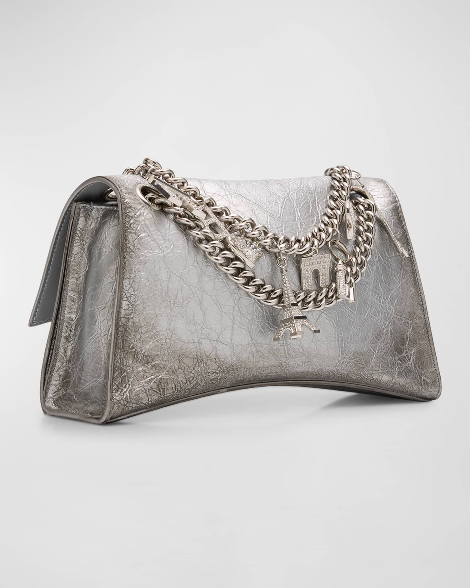 Balenciaga Crush Small Charms Metallic Leather Shoulder Bag
