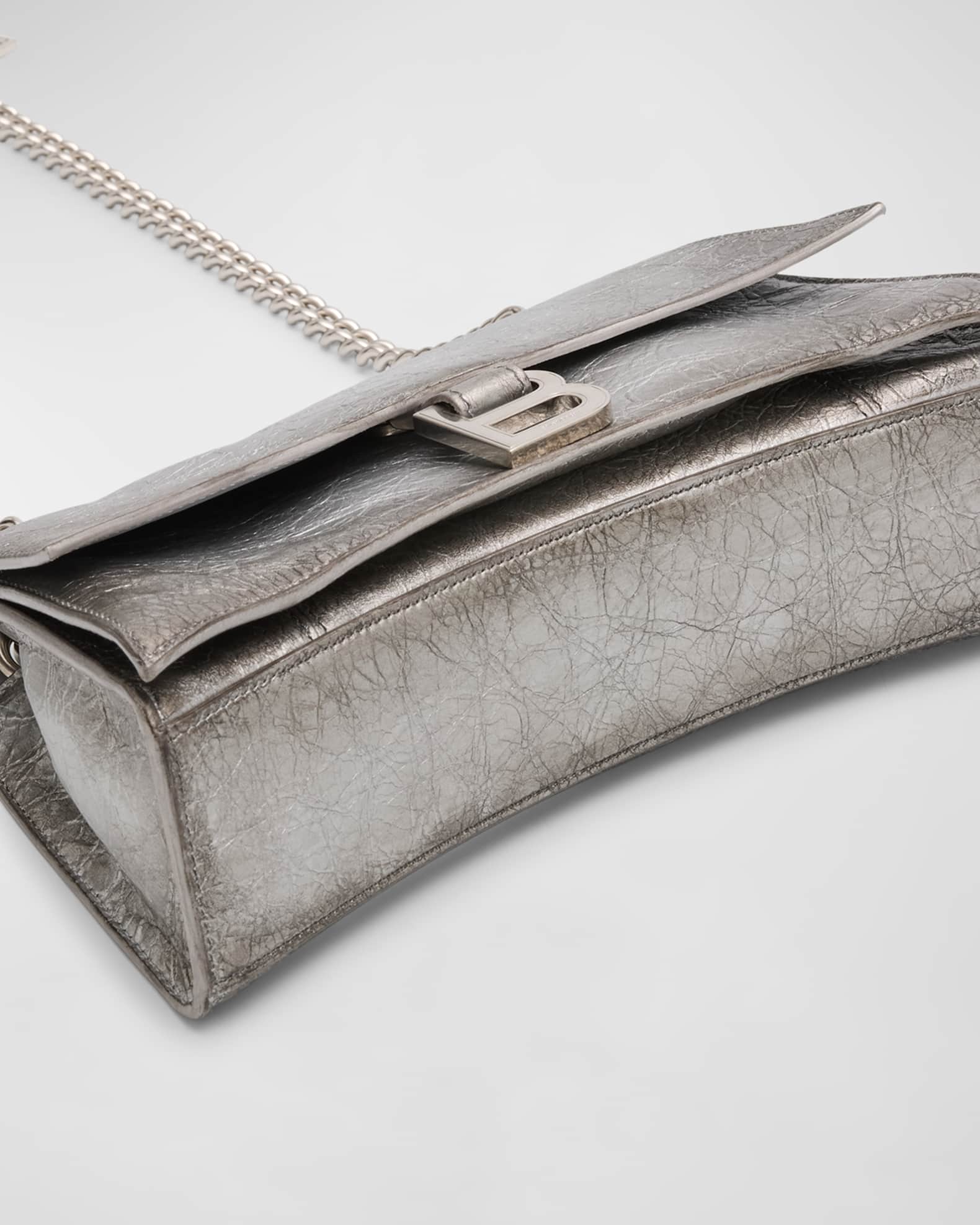 ショルダーバッグ・ポシェット BALENCIAGA Crush Bag With Chain in llic Silver Leather Balenciaga Crush Small Metallic Chain Bag | Neiman Marcus