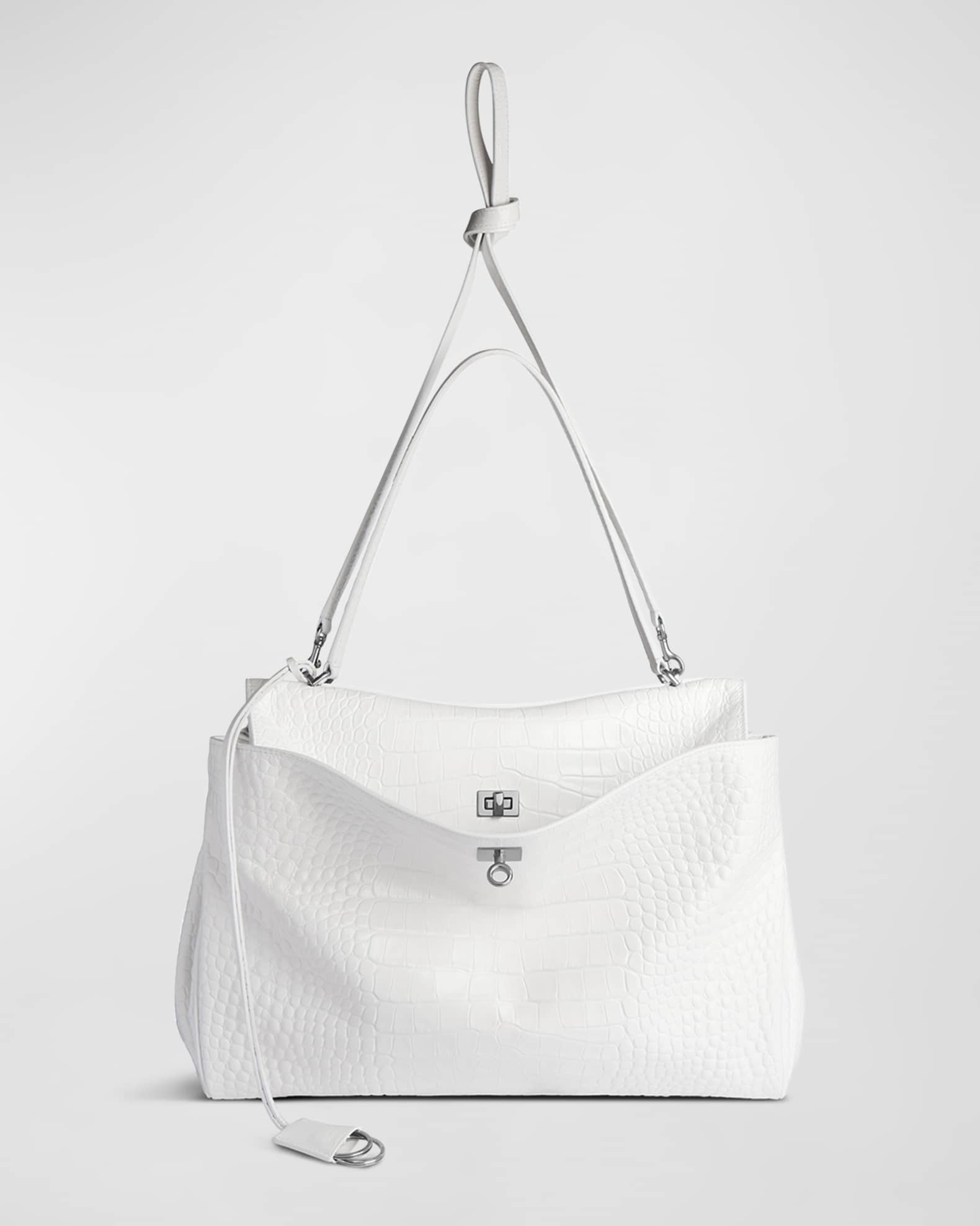Balenciaga Rodeo Large Croc-Embossed Shoulder Bag | Neiman