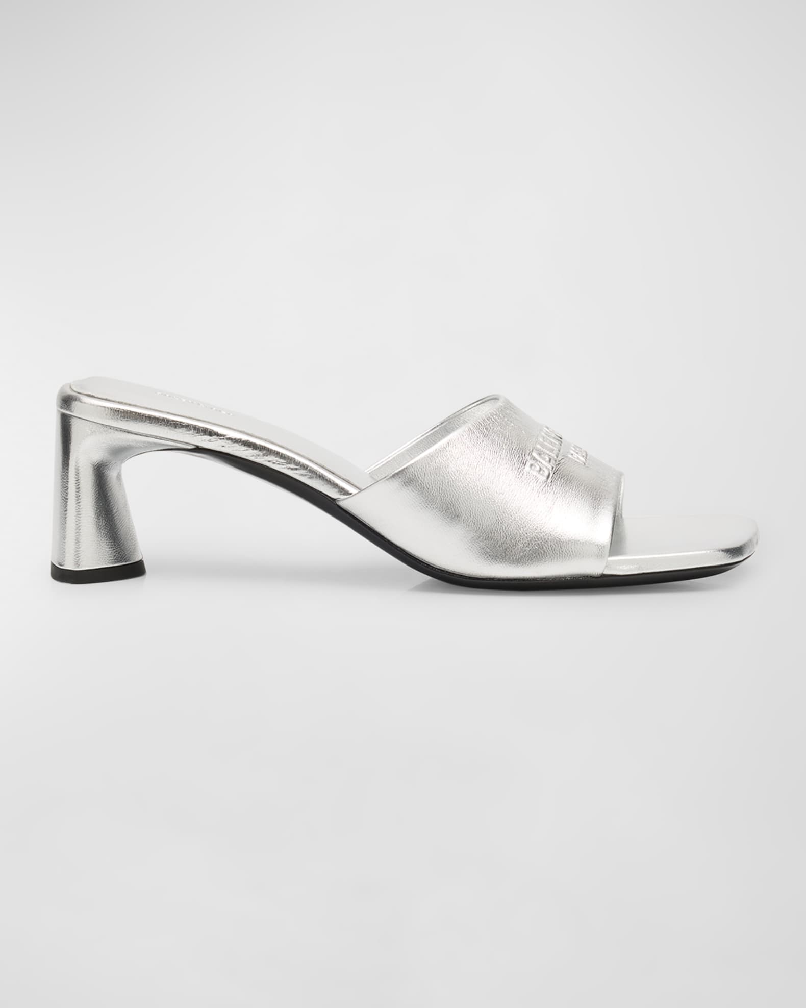 Balenciaga Duty Free Metallic Logo Mule Sandals | Neiman Marcus