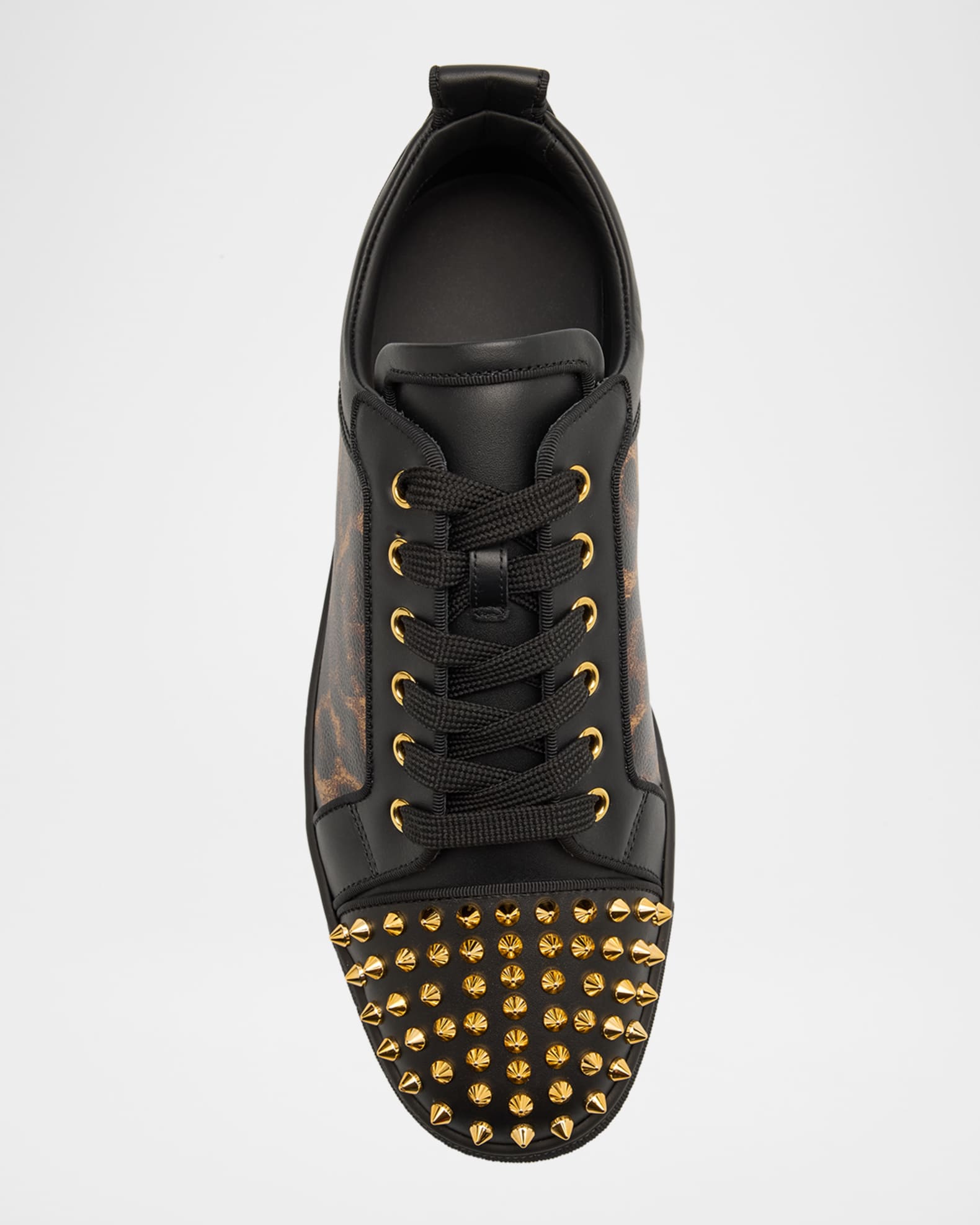 Christian Louboutin Men s Louis Junior Spikes Orlato Low top Sneakers Black Multi Gold Men s 7D Sneakers Trainers Low top Sneakers