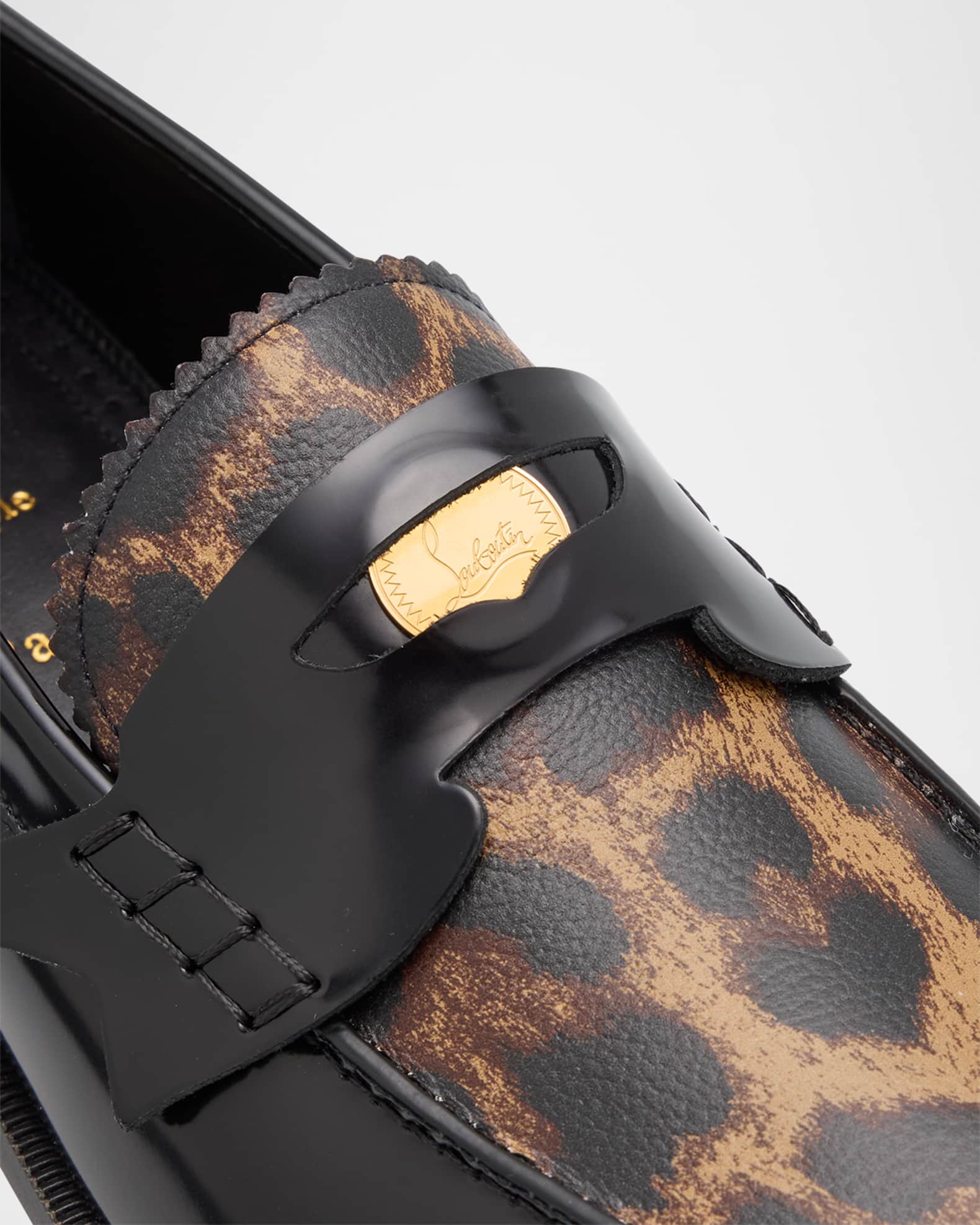 Christian louboutin mens leopard print shoes top