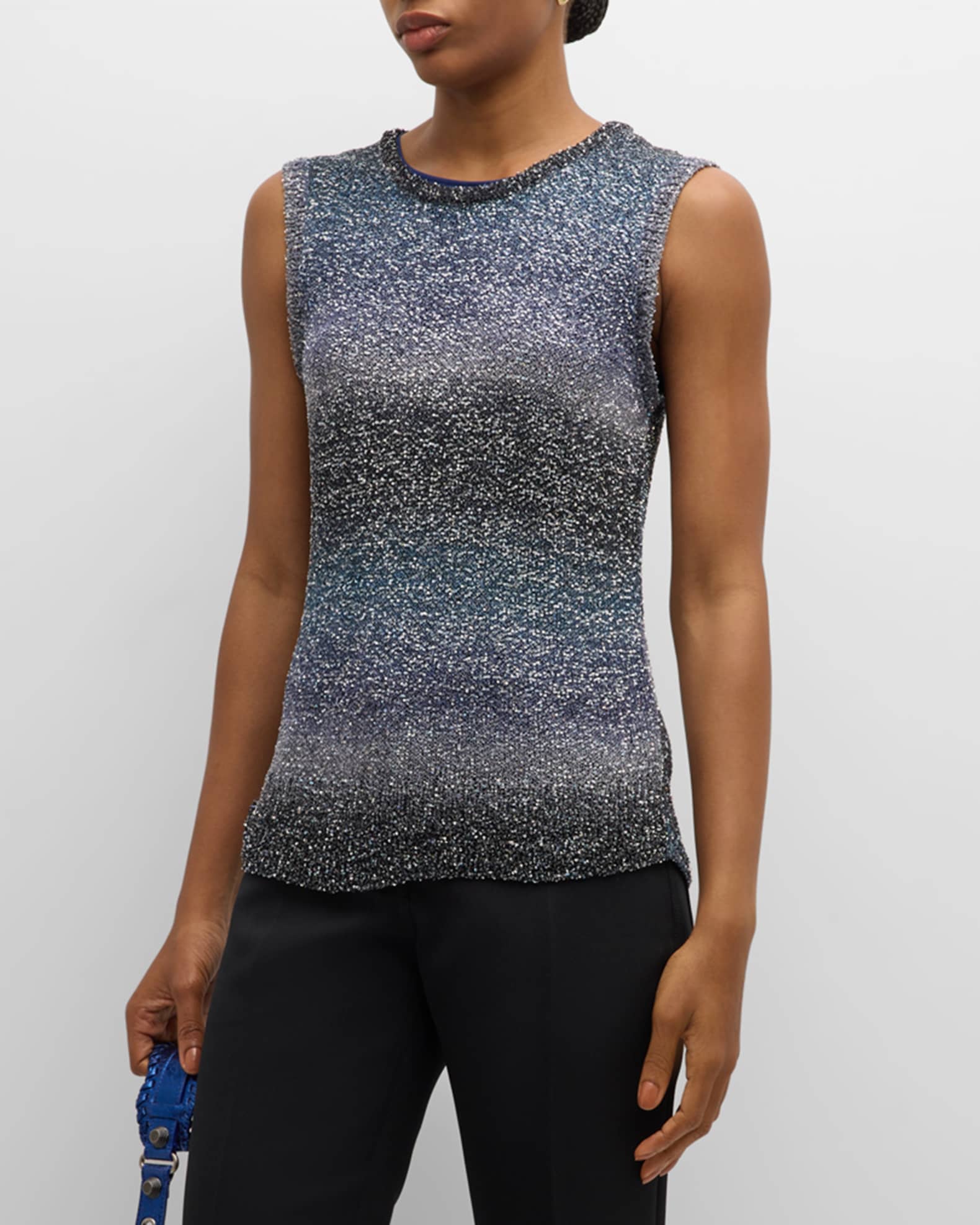 Metallic Ombre Paillette Knit Tank Top