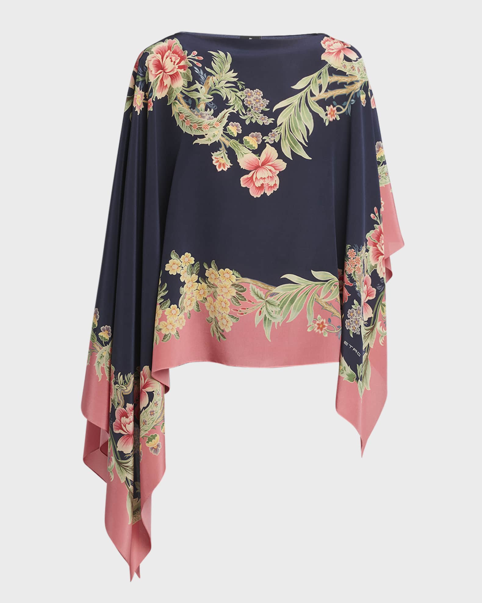 Etro Enchanted Garden Engineered Silk Poncho