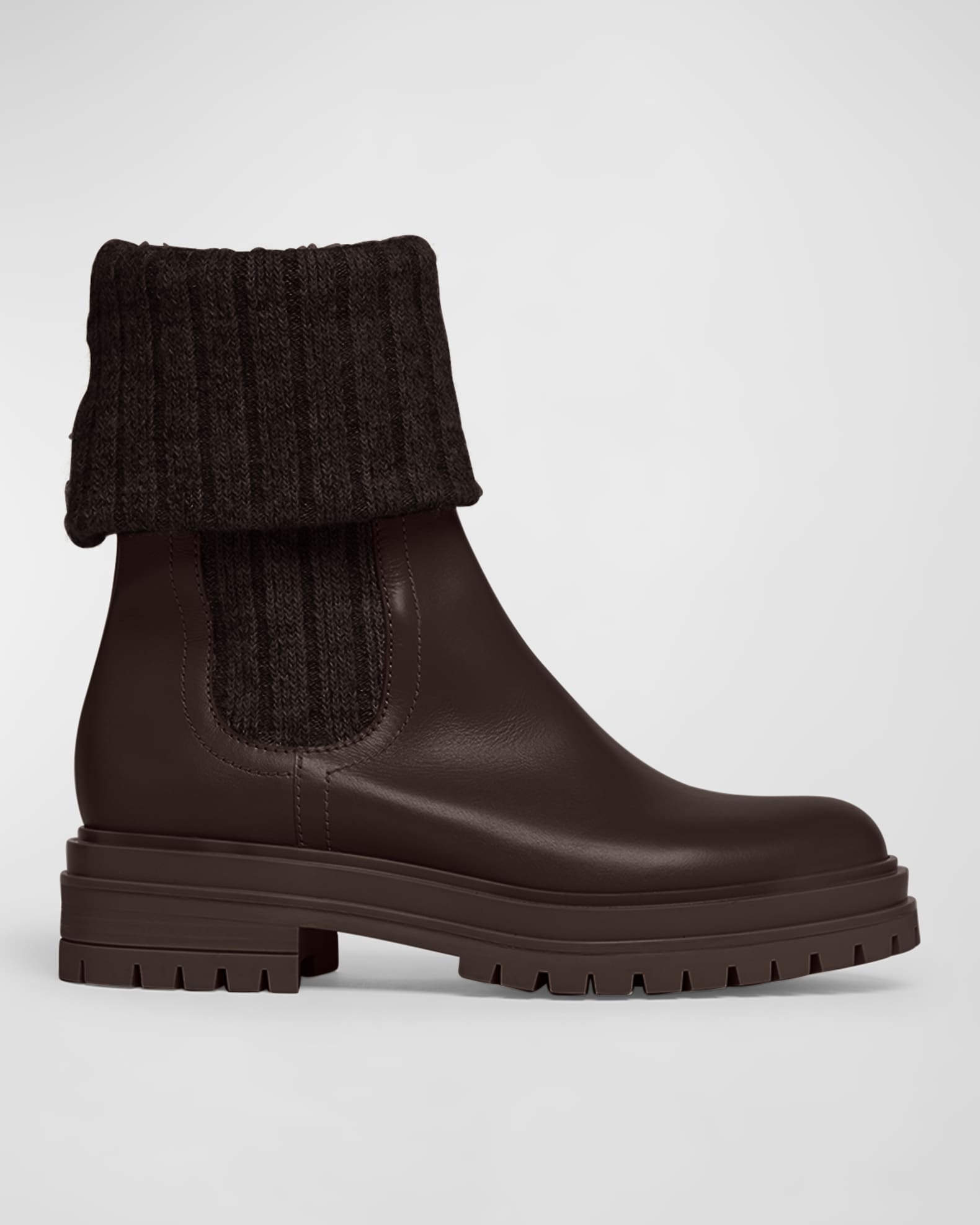 Gianvito Rossi Leather Knit Sock Chelsea Booties Neiman Marcus