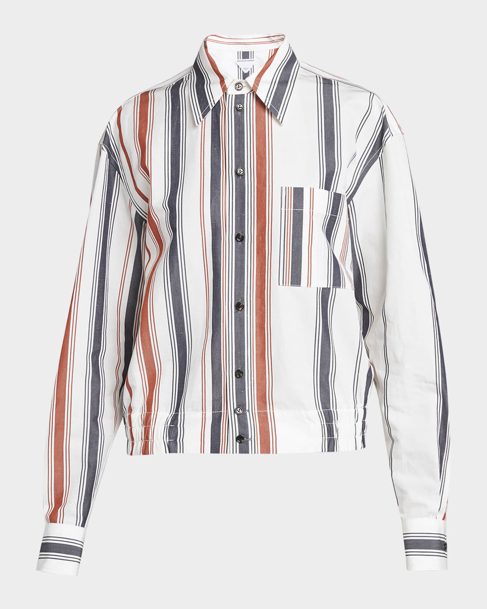 Degrade Striped Elasticated-Waist Button-Down Shirt 0