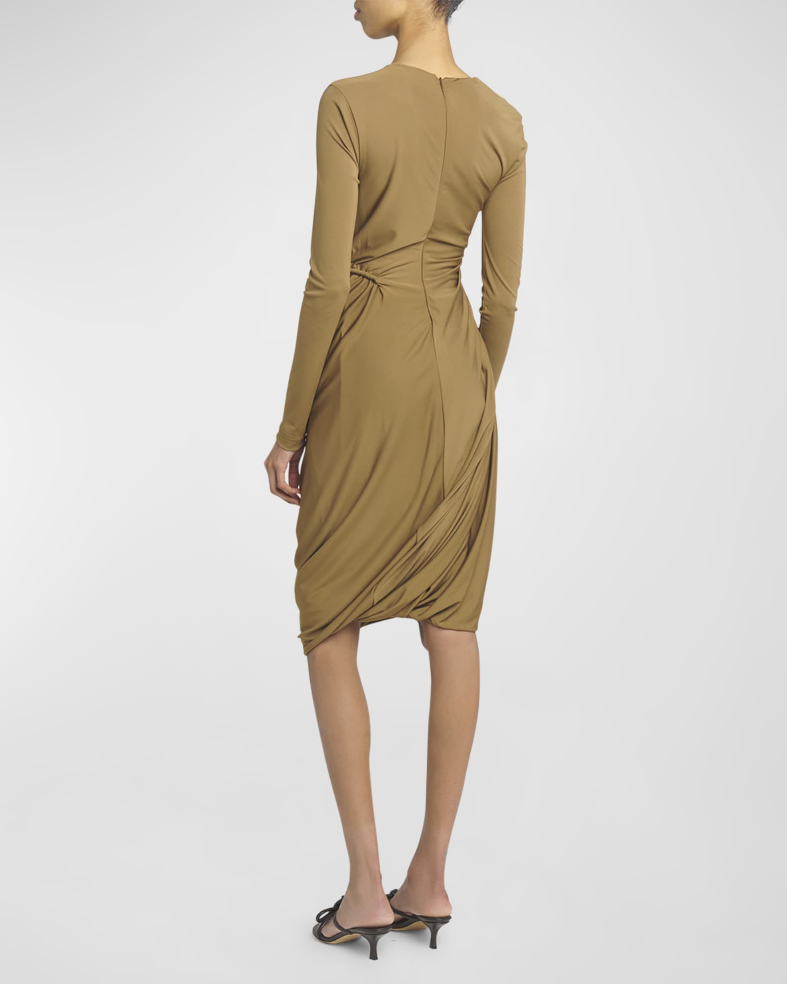 Bottega Veneta Flower-Applique Long-Sleeve Ruched Matte Bottega Veneta Flower-Applique Long-Sleeve Ruched Matte