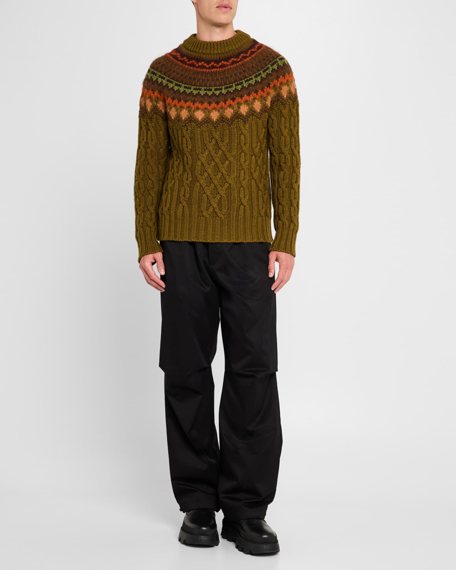 Men's Patterned Cable-Knit Sweater 1