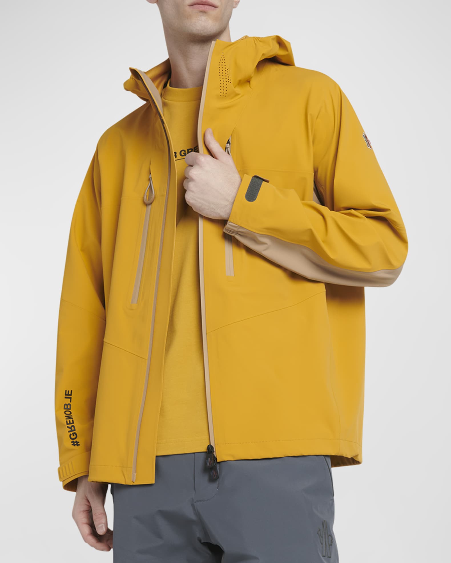 RARE Auth Men's MONCLER Grenoble Yellow Down Puffer Logo