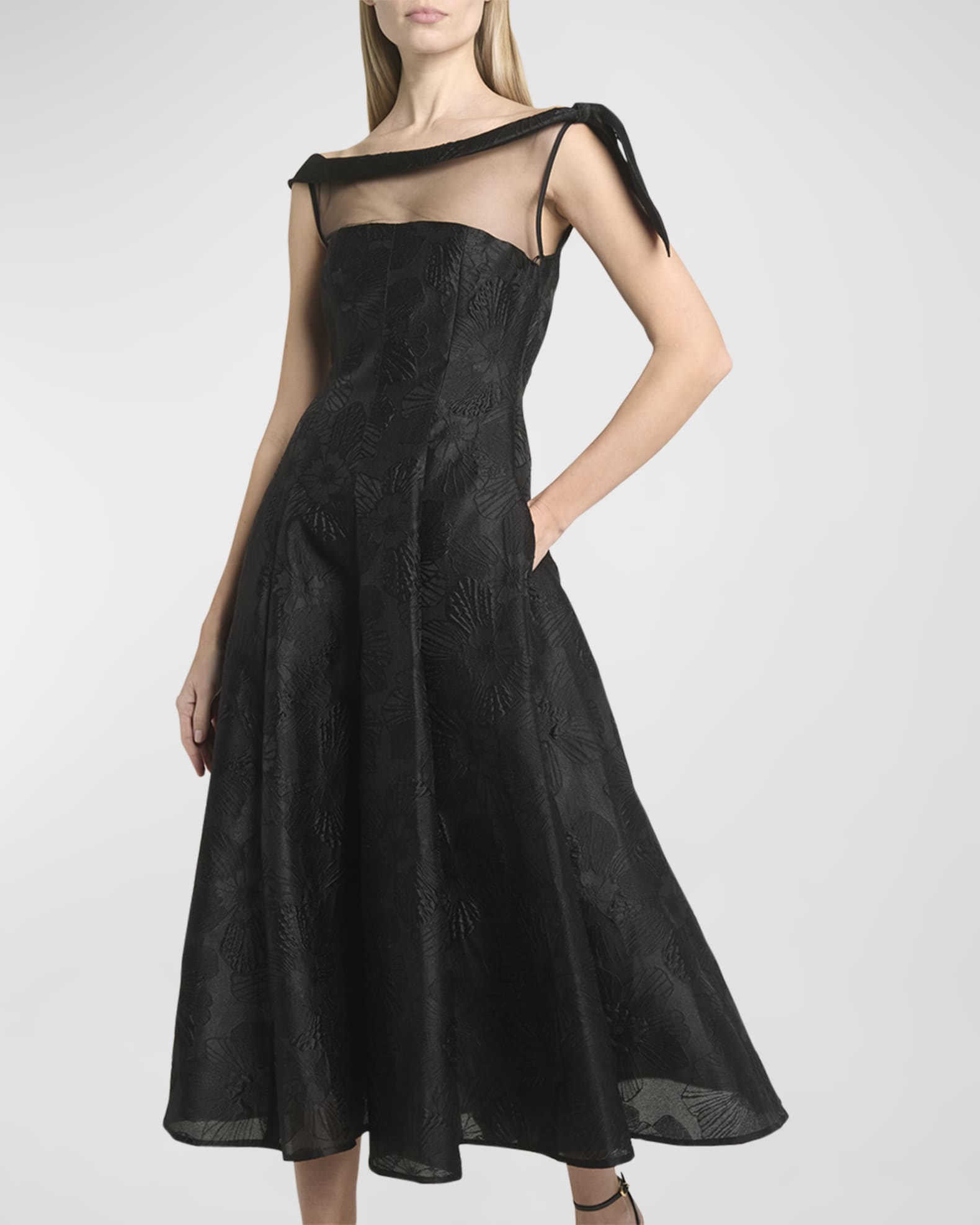 超話題新作 Illusion Jacquard Anemone Runhof Talbot Midi Neiman | Dress ワンピース