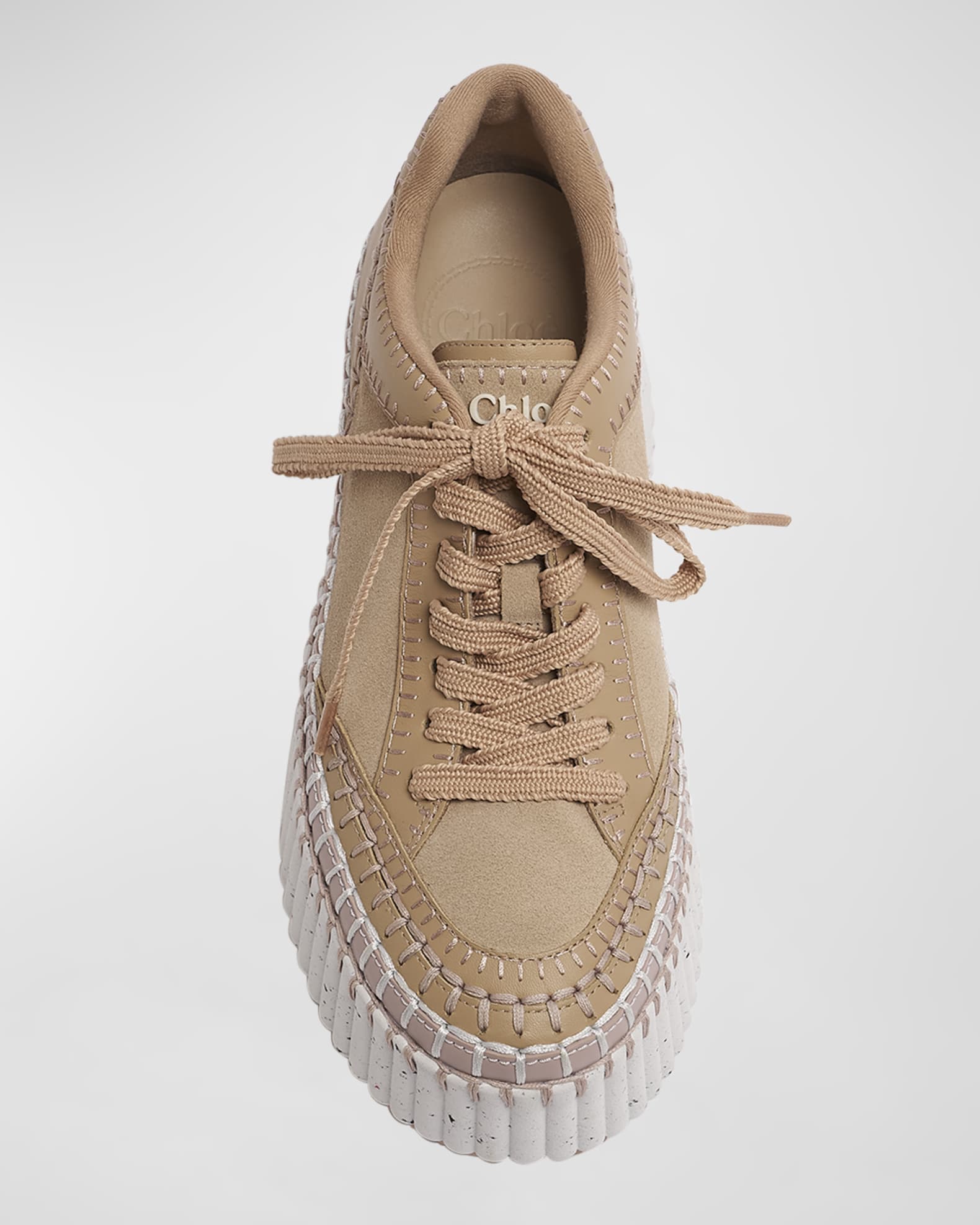 Chloe Nama Mixed Leather Stitch Platform Sneakers | Neiman