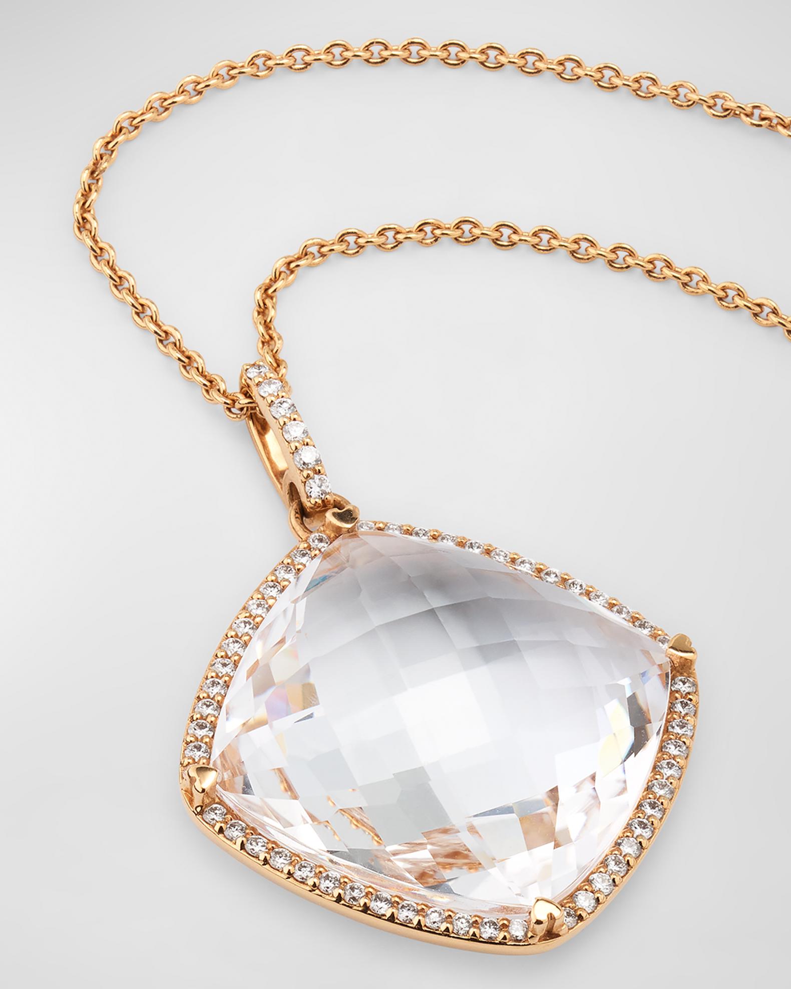 Lisa Nik Rocks 18K Rose Gold Cushion Cut Crystal Quartz Diamond Halo ...