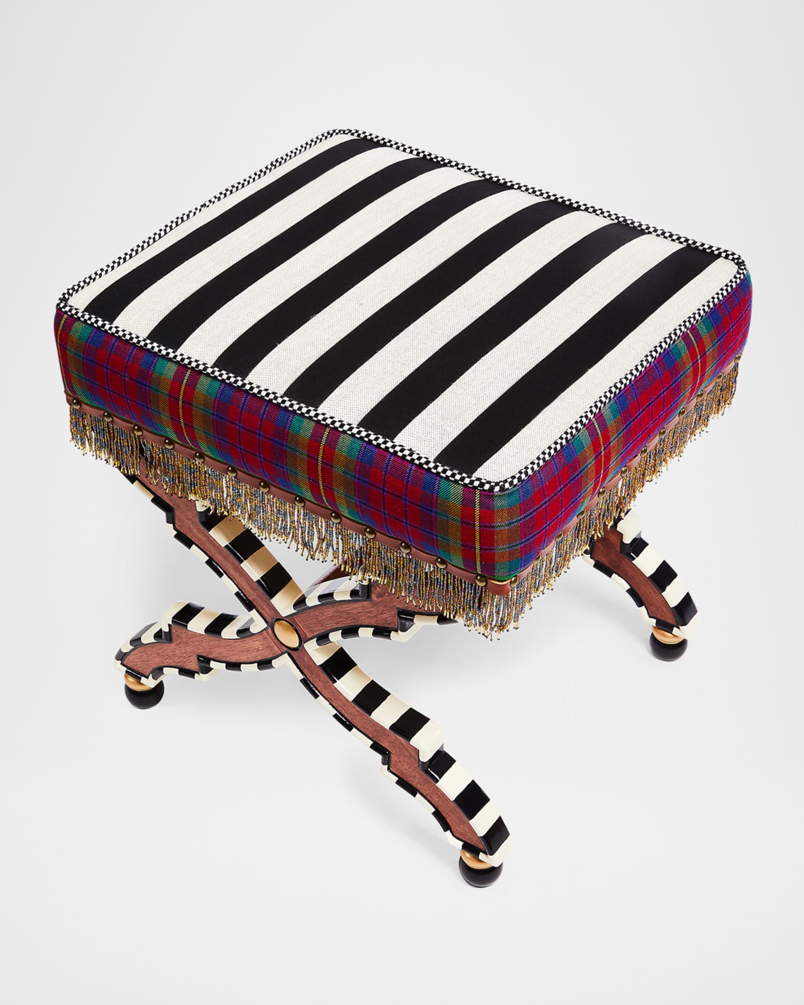 On Wall Street Stripe Cushioned Accent Stool 1