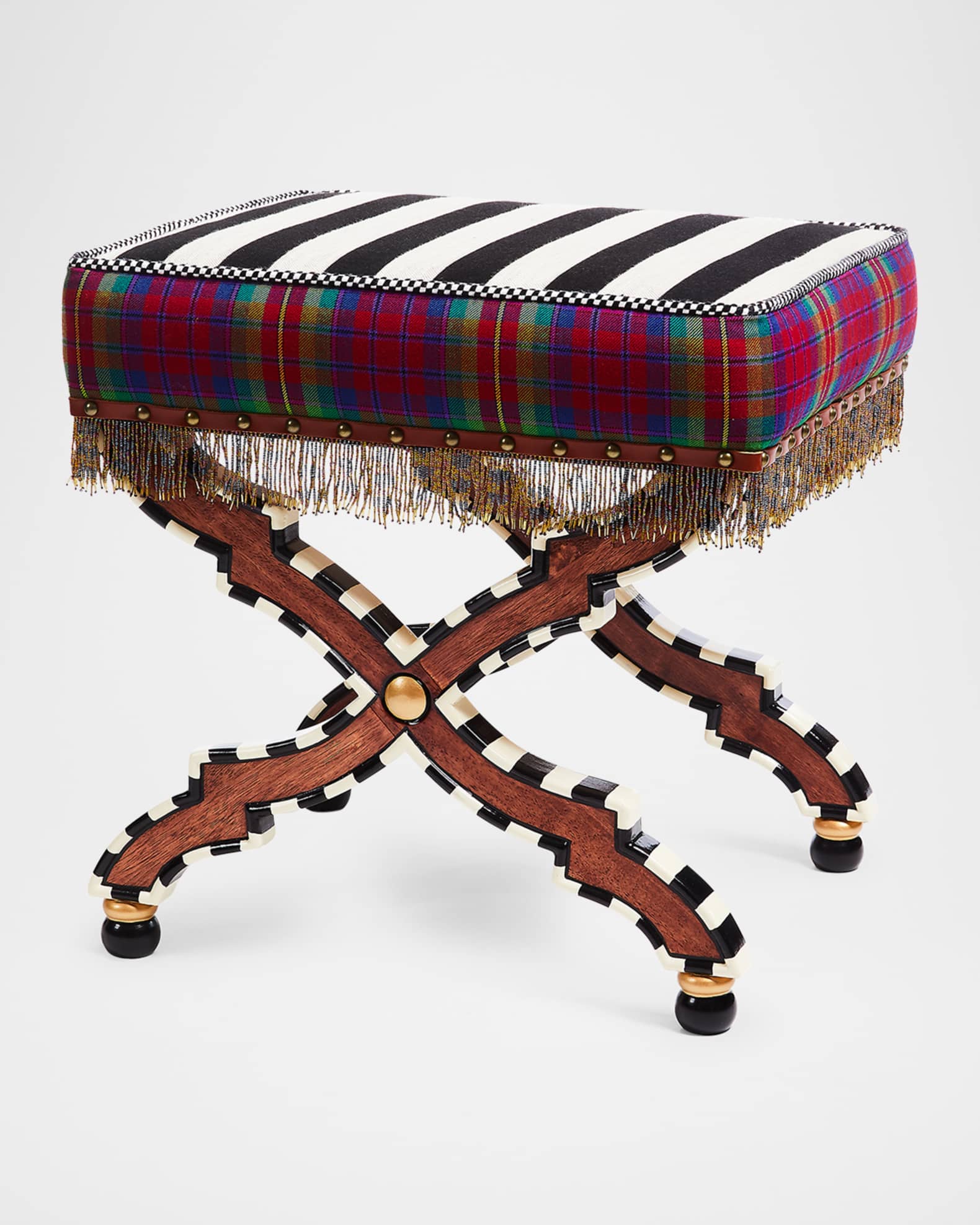 On Wall Street Stripe Cushioned Accent Stool 0