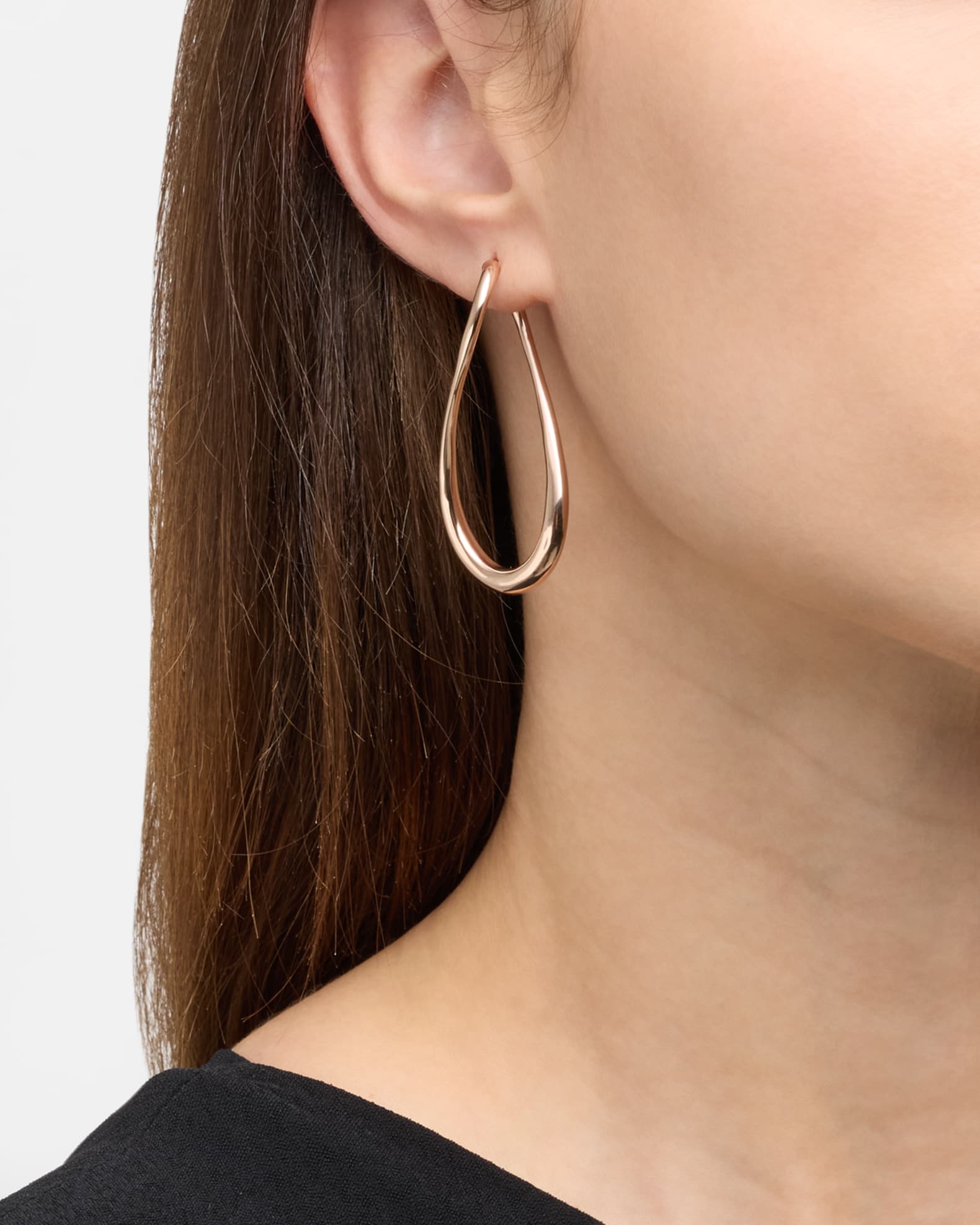 Lisa Nik Golden Dreams 18K Rose Gold Curved Hoop Earrings Neiman Marcus